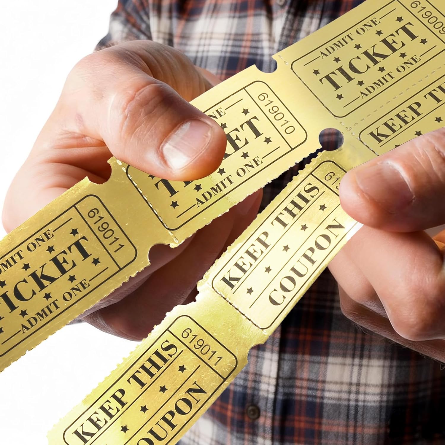 Golden Raffle Tickets – 4000 Tickets, 4 Double Rolls, Metallic Gold Foil Tickets for Carnivals, Events, Classroom Rewards, Family Games, Entry, Bingo, Auction & Door Prizes