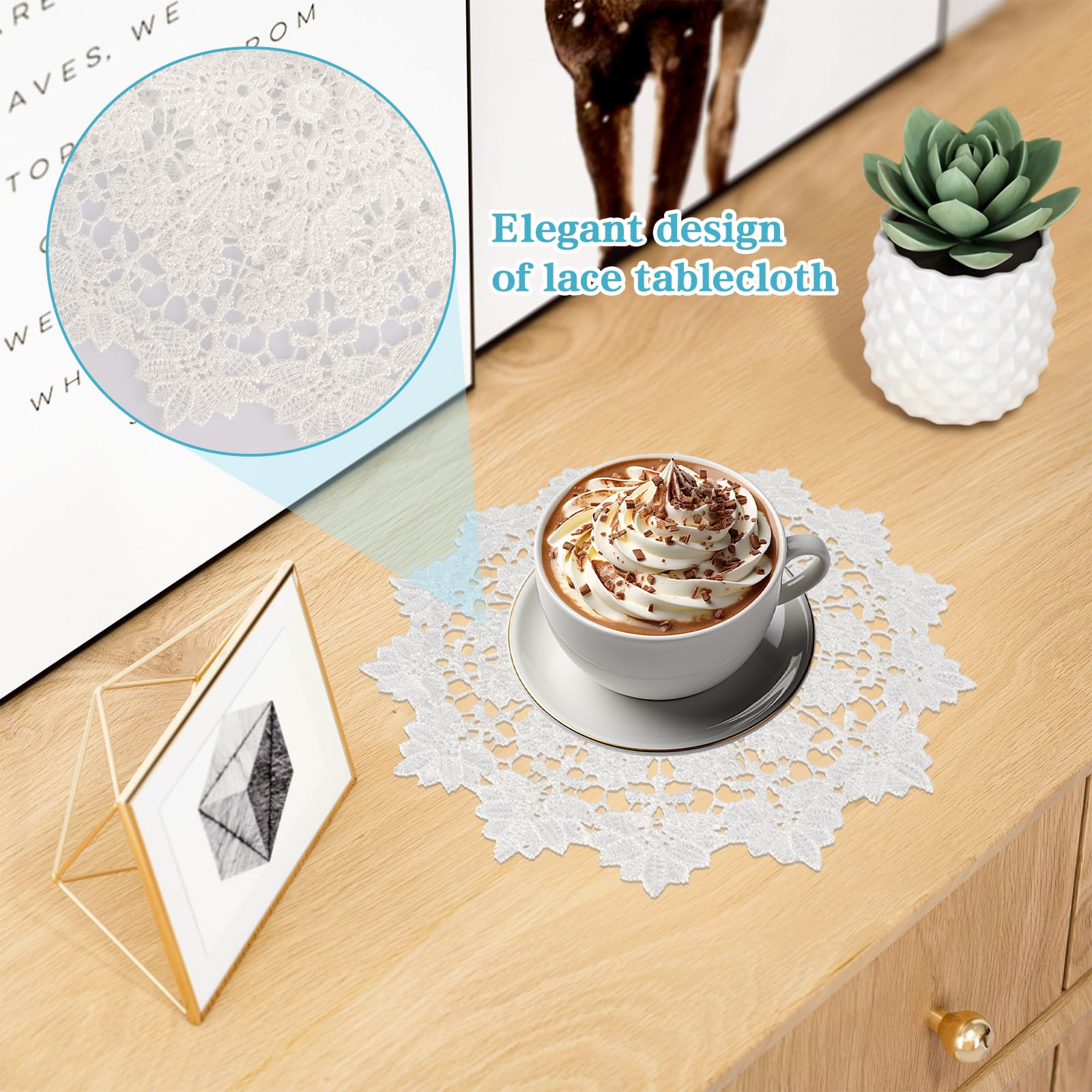 Dentelle Fait Main Napperon Dentelle Yulakes - Broderie Main Coton Blanc Décoration Table Mariage Artisanat