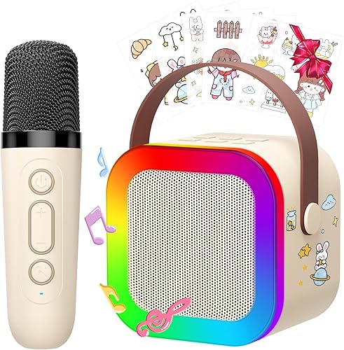 Máquina de karaoke para niños, mini juguetes de karaoke con 2 micrófonos inalámbricos para niñas y niños de 4, 5, 6, 7, 8, 9, 10 años de edad, ideas