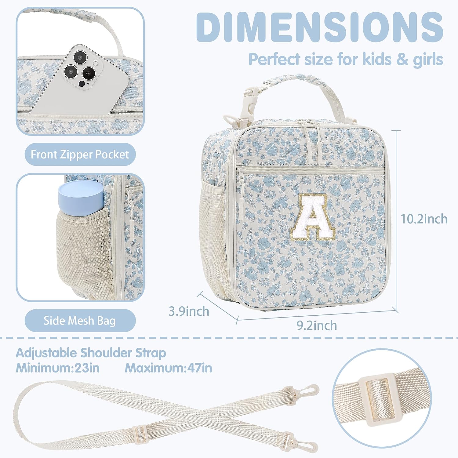 Quilted Initial Lunch Box Girls Personalized