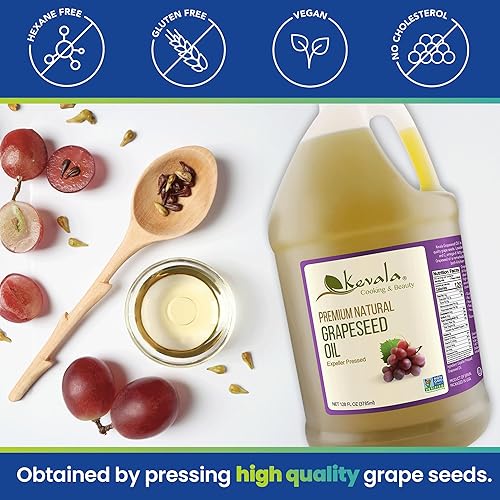 Miniatura 4 de Aceite de semilla de uva de Kevala 1 galón natural exprimidor prensado