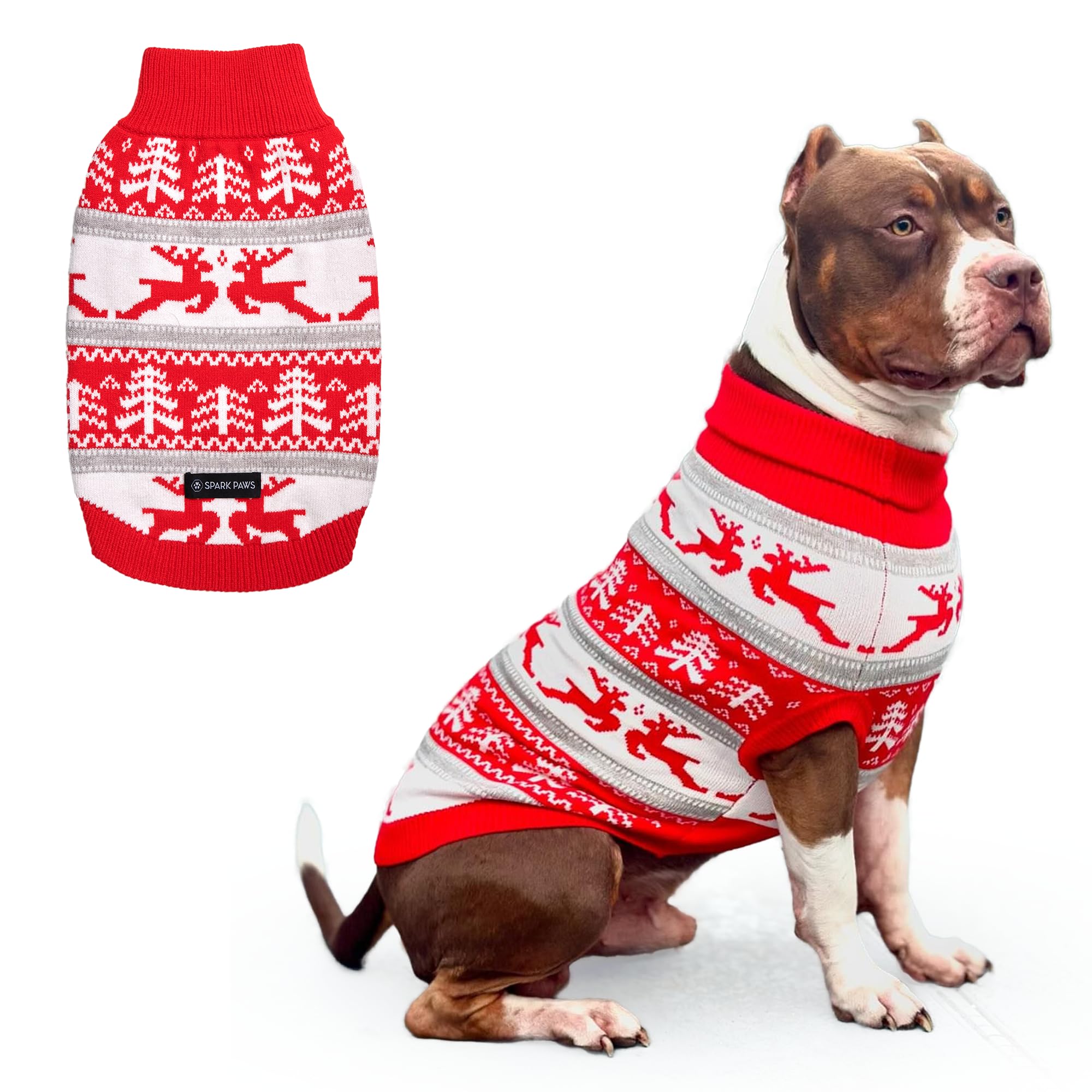Spark Paws Christmas Knit Dog Sweater - Winter Dog Clothes, Small Med Large