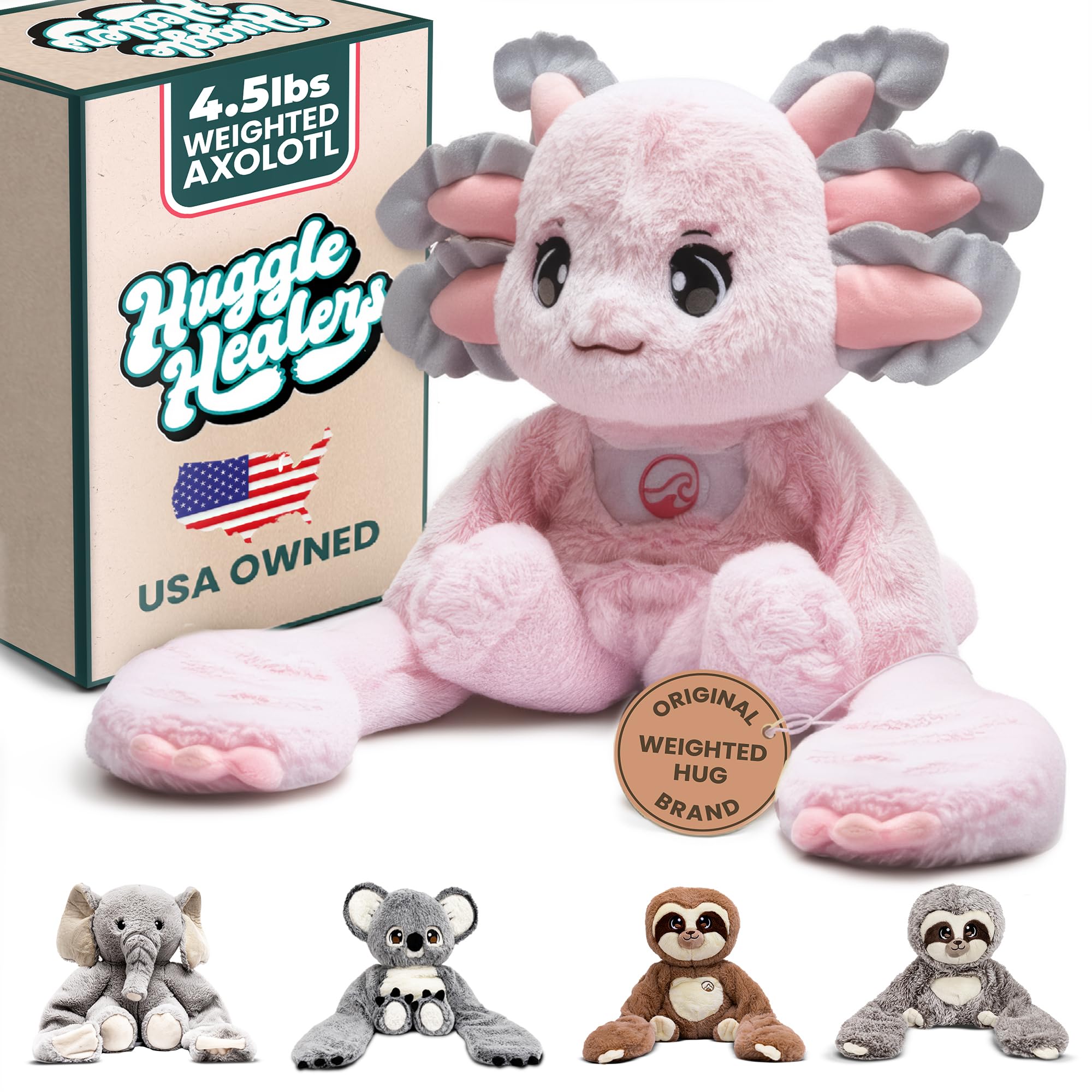Weighted Stuffed Animals for Adults, Teens and Kids - 40 Inch Long Plush Arms Pink Stuffed Animal for Hugs - 4.5lb Axolotl Plushies - Ula Axolotl