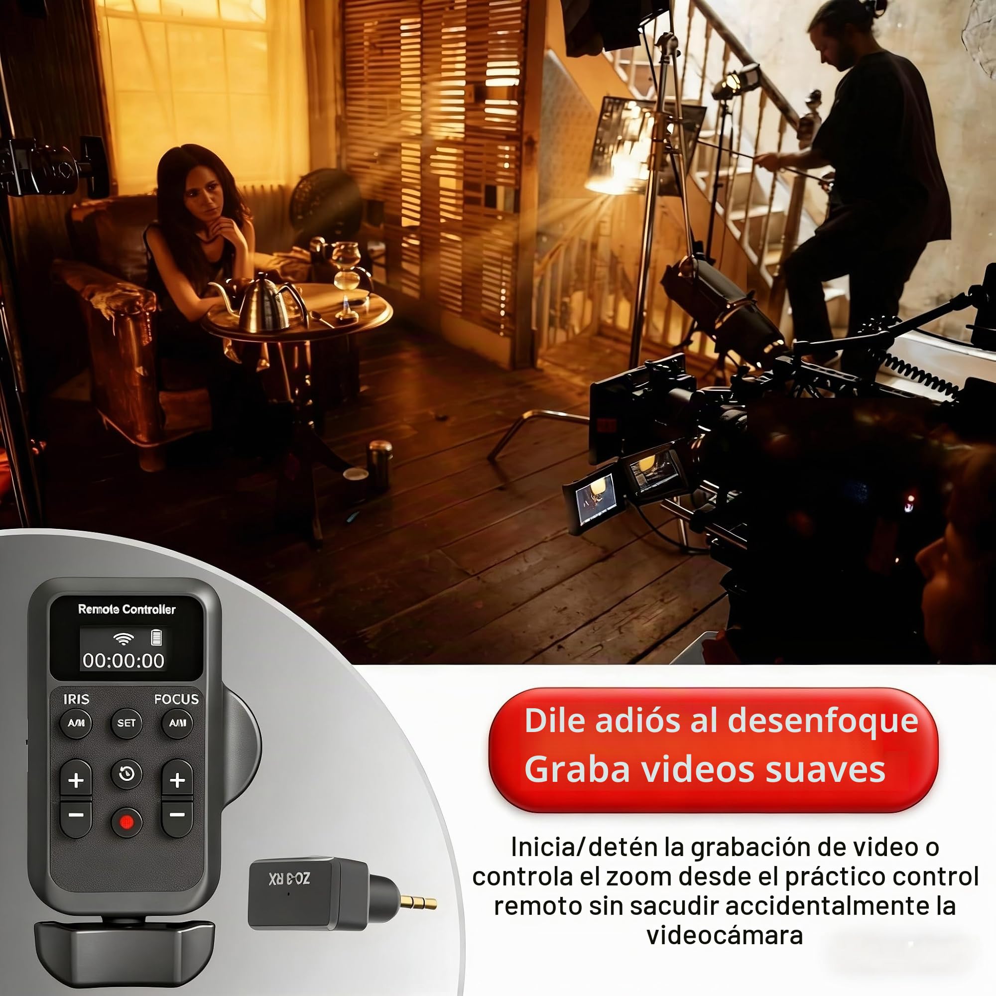 PHOLSY Mando a Distancia Inalámbrico con LANC para Canon Sony Videocámaras | Videocámara Remoto de 2,5 mm, Zoom de Vídeo, Enfoque de Vídeo, Iris y Remoto de Grabación de Vídeo