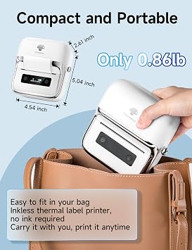 Phomemo M250 Label Maker Machine with Tape, 3 Inch Label Maker for Address, 2026 Upgrade Portable Barcode Printer for Business, Home, Logo Label, Sticker Printer for Phones & PC, with 1 Roll Label