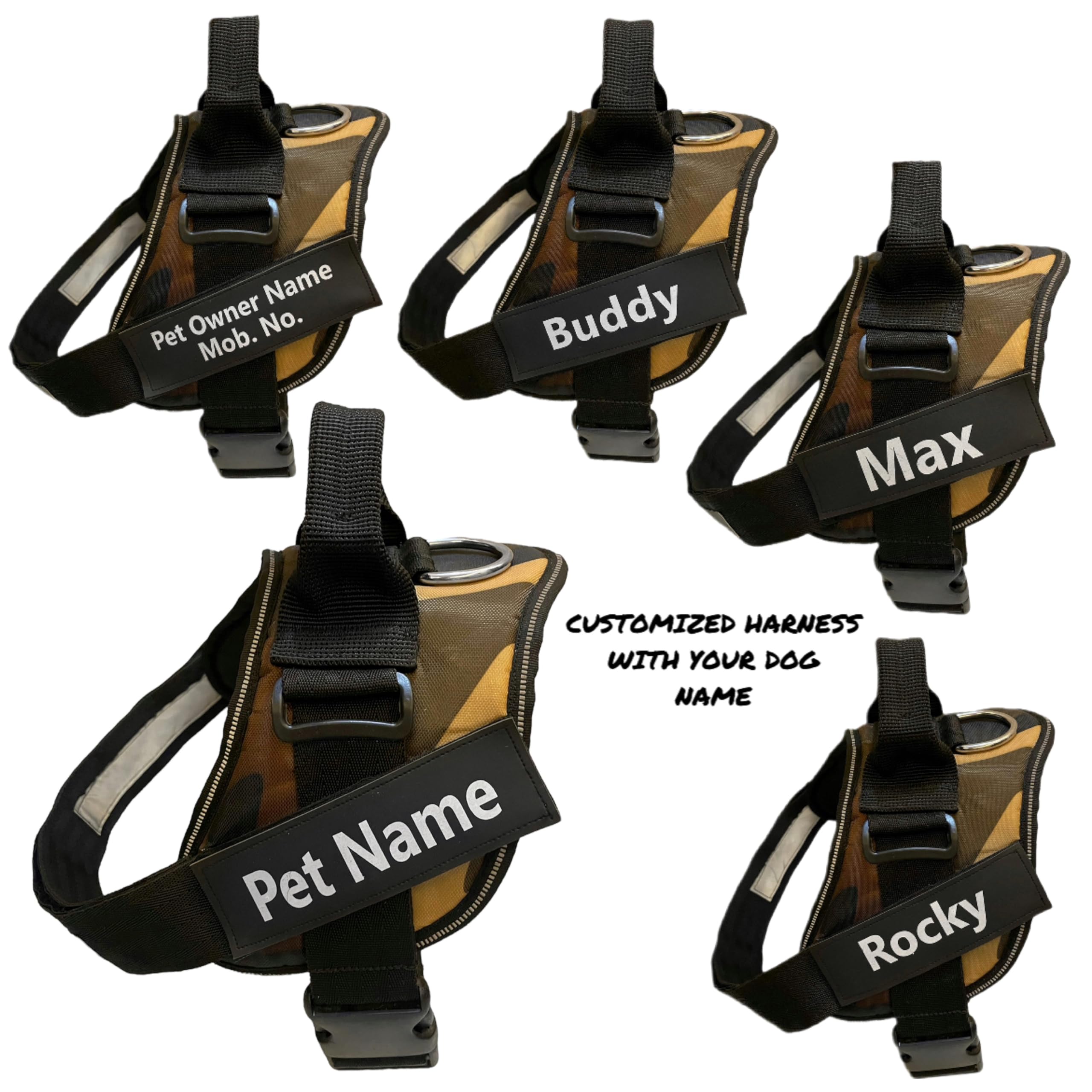 Pets Planet Pets Personalized Dog Harness | Dog Harness with Name | Customized Dog Vest Harness Easy to use (Small, Army) 2