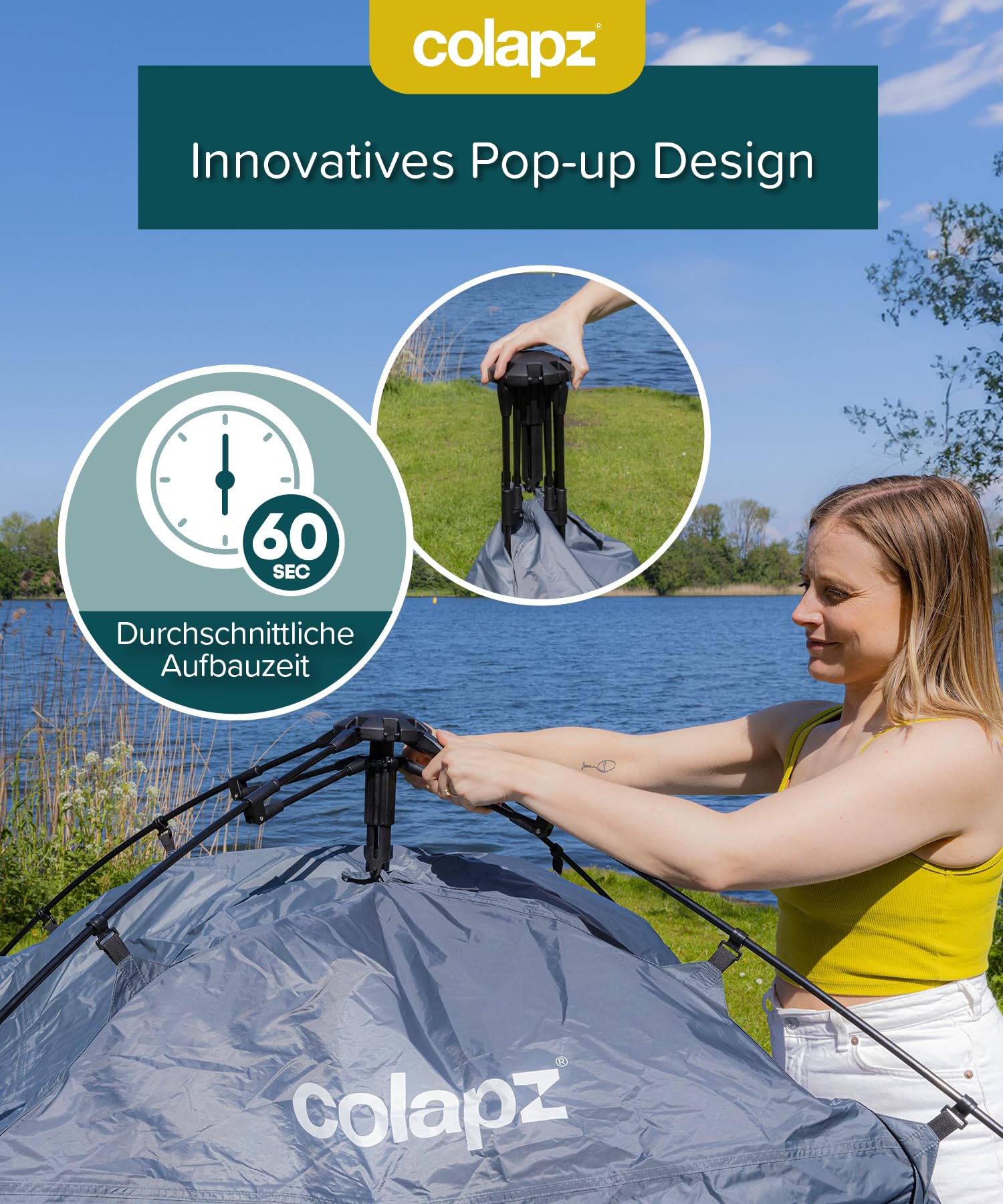 Camping Duschzelt & Toilettenzelt Pop-Up 2,1 m – Tragbare Umkleidekabine Outdoor wasserdicht – Sichtschutz Zelt für Dusche, Toilette, Strand & Camping Zubehör