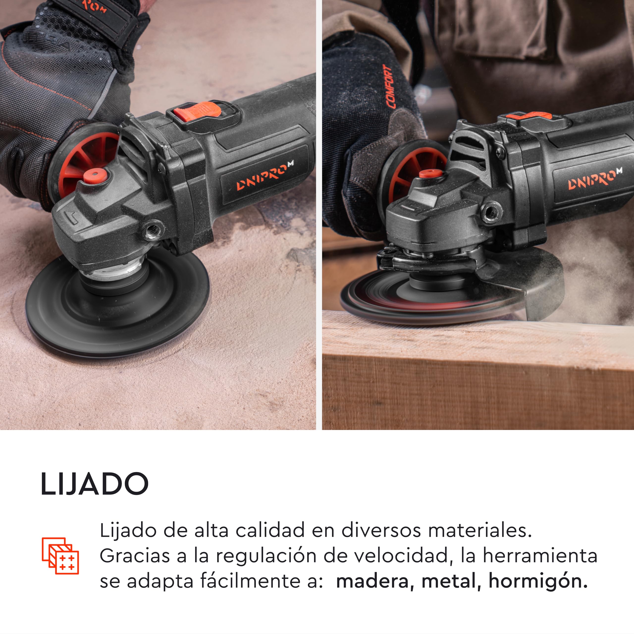Amoladora Angular a Batería 20V Brushless, Disco 125mm, 2 Velocidades (3.000/8.500 rpm), para Cortar, Desbastar y Lijar,con Batería 4Ah,Cargador,Maletín y 10 Discos de Corte. DGA-201BC Ultra