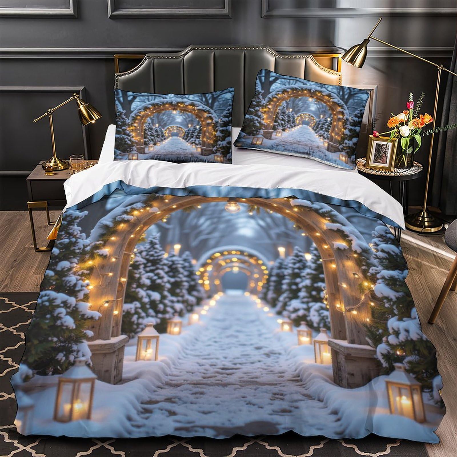 Housse de couette scène de jardin festive pour chambre d'enfant