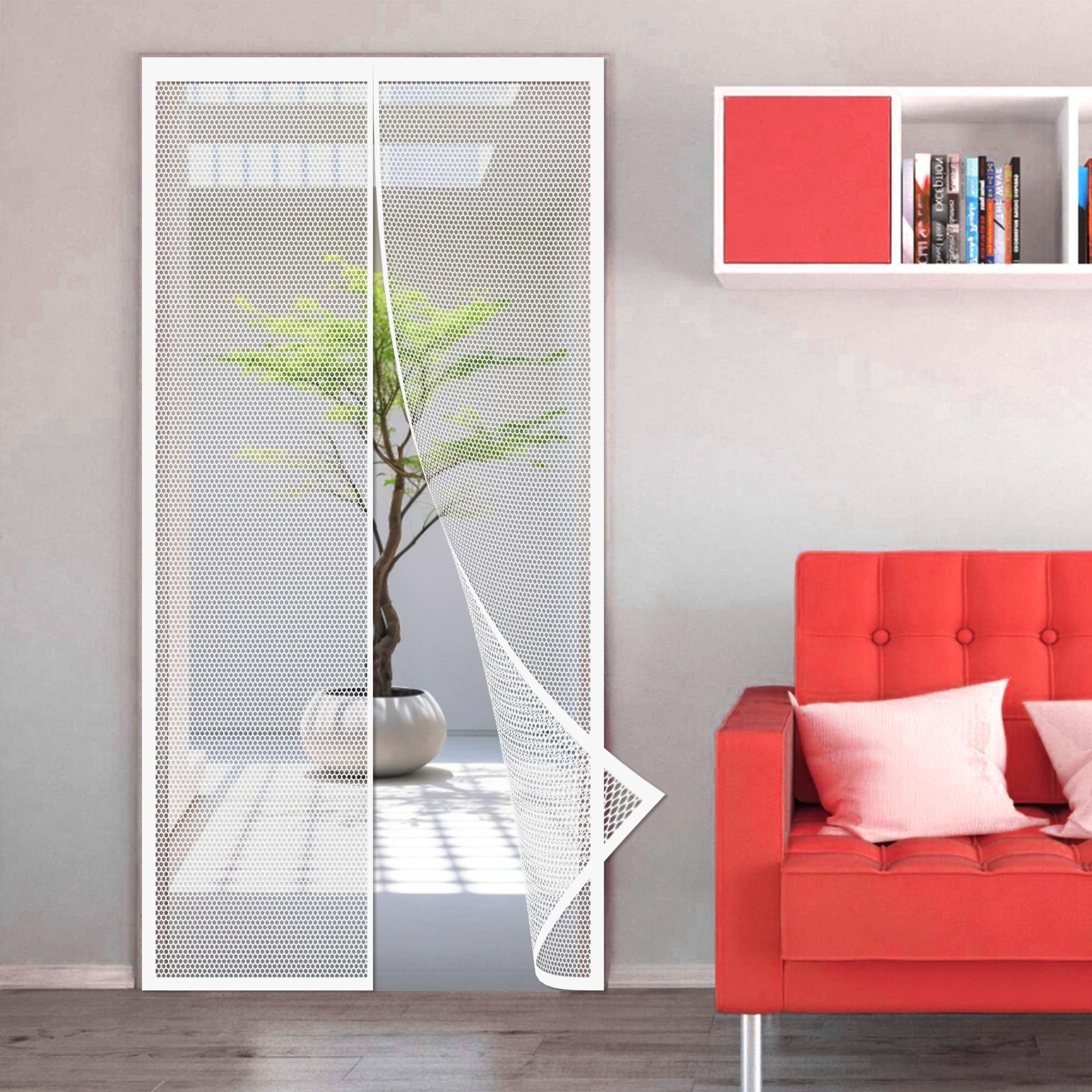 Moustiquaire porte fenêtre magnétique 180x206 cm blanc rideau anti mouche