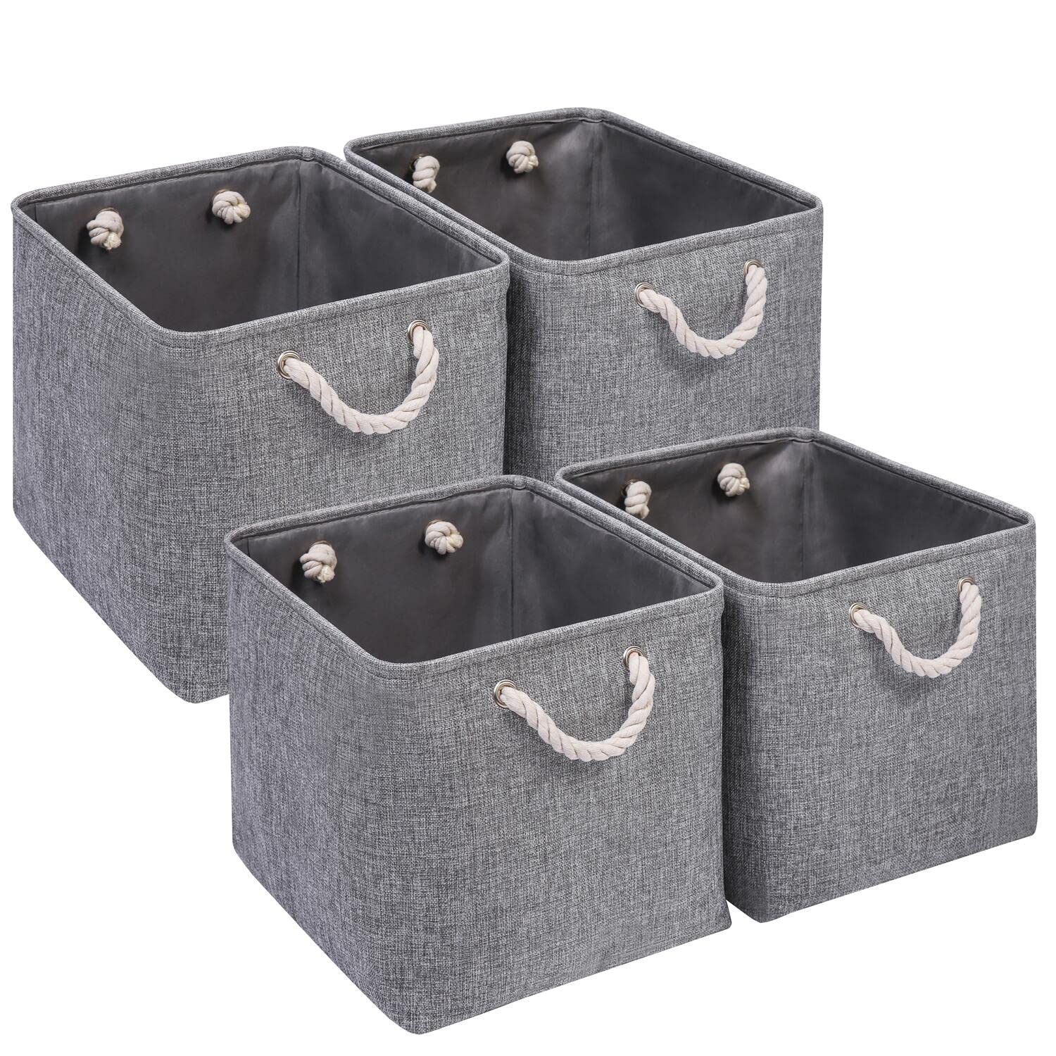 Fabric Storage Box 33 x 38 x 33 cm, Large Storage Basket, Basket Storage for Cupboard, Shelf, Clothes Compatible with Kallax (Grey, Pack of 4)