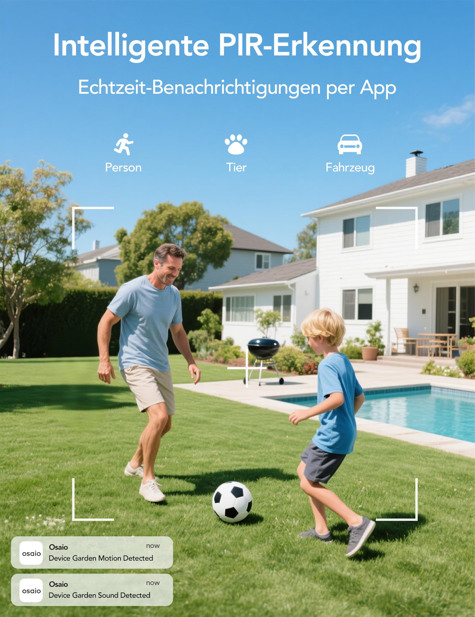 GNCC 2K/4MP Überwachungskamera Aussen Akku, 5GHz/2,4GHz WLAN Kabellose Überwachungskamera außen mit 2-Wege Audio, Bewegungserkennung, Farbige Nachtsicht, IP65 Wasserdicht, 2pcs