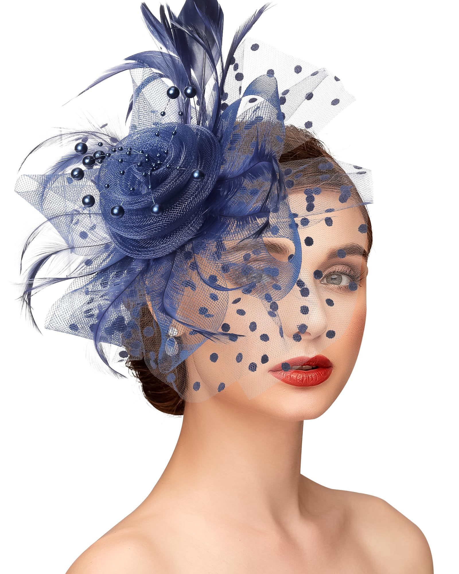 Fascinators hats for women Cocktail and Party Fascinator Hair Clip with Feathers, Flowers and Mesh,hat for women headband,kentucky hats derby