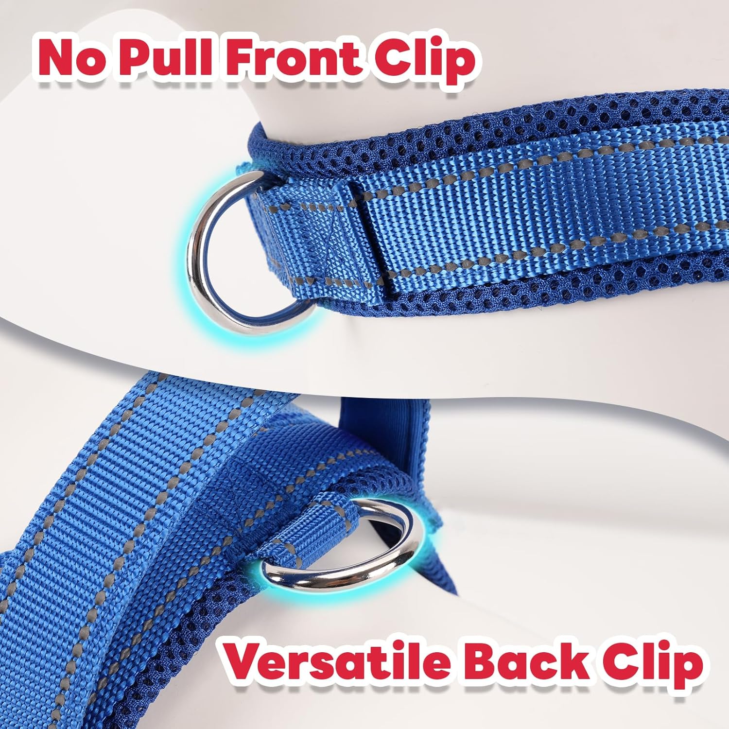 Blue Dog Harness for Medium Sized Dogs Soft No-Pull No-Escape Front Clip Dog Harness – Adjustable Reflective Padded Vest with Handle & Quick-Release Buckle, L