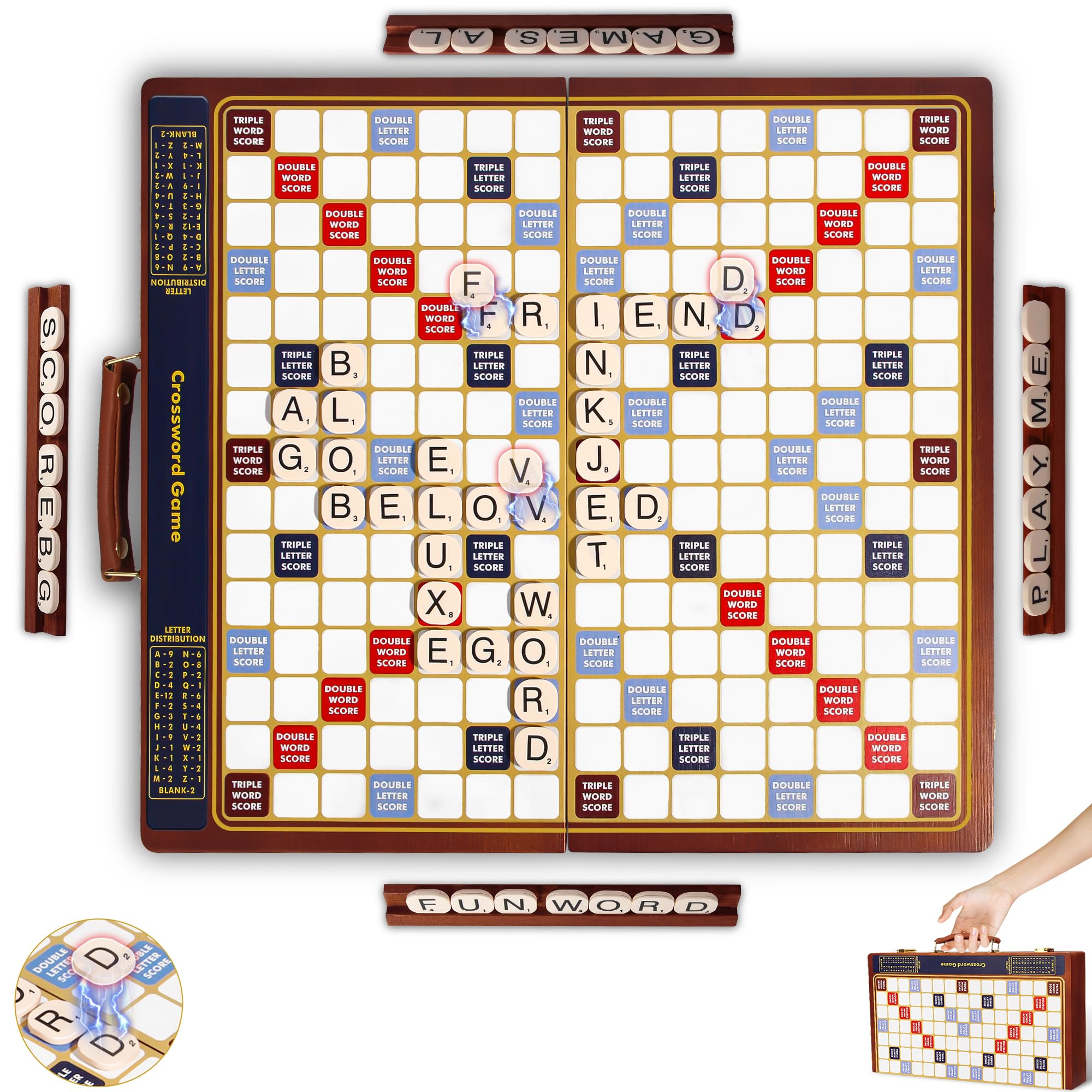 Crossword Game With Letter Tiles Foldable Board Into Portable