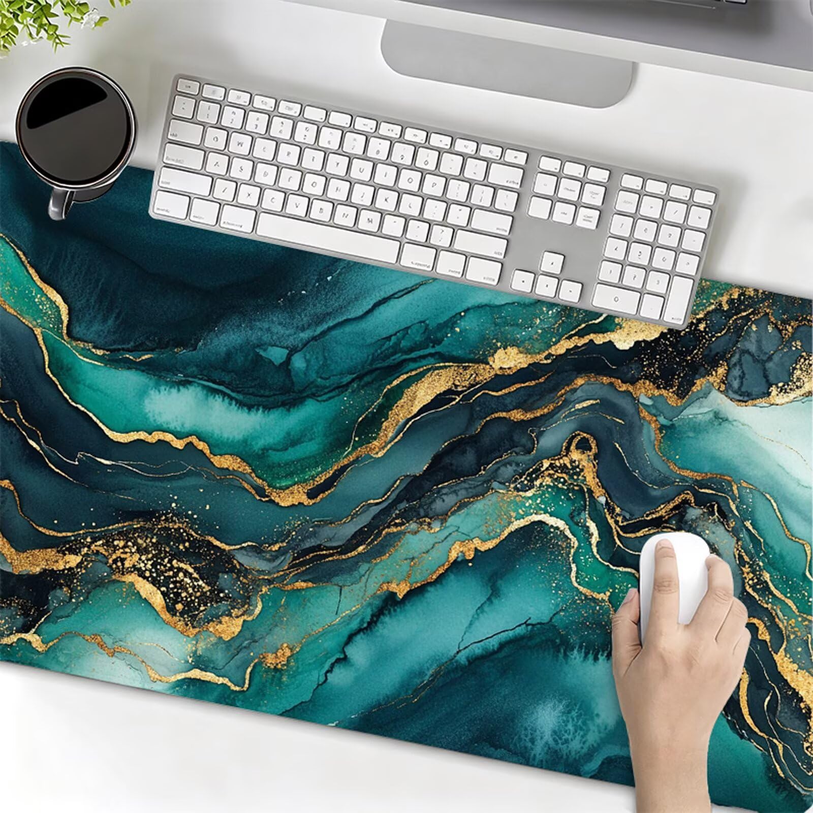 Podkładka pod mysz XXL 1200x400x3mm Szmaragdowa podkładka pod mysz podkładka pod mysz złota poprawia precyzję i szybkość, wodoodporne antypoślizgowe, szyte krawędzie, akcesoria do gier, komputer