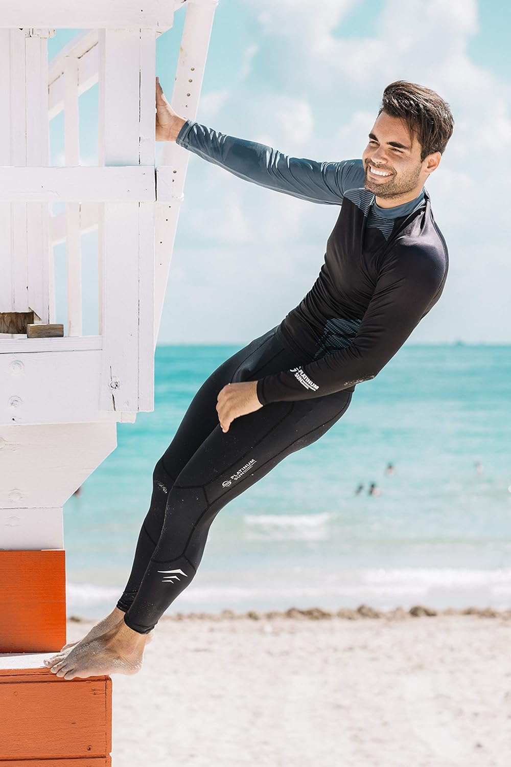 UPF 50+ Rash Guard for Men Long Sleeve Swim Surf Shirt - Tight Fit UV Rashguard