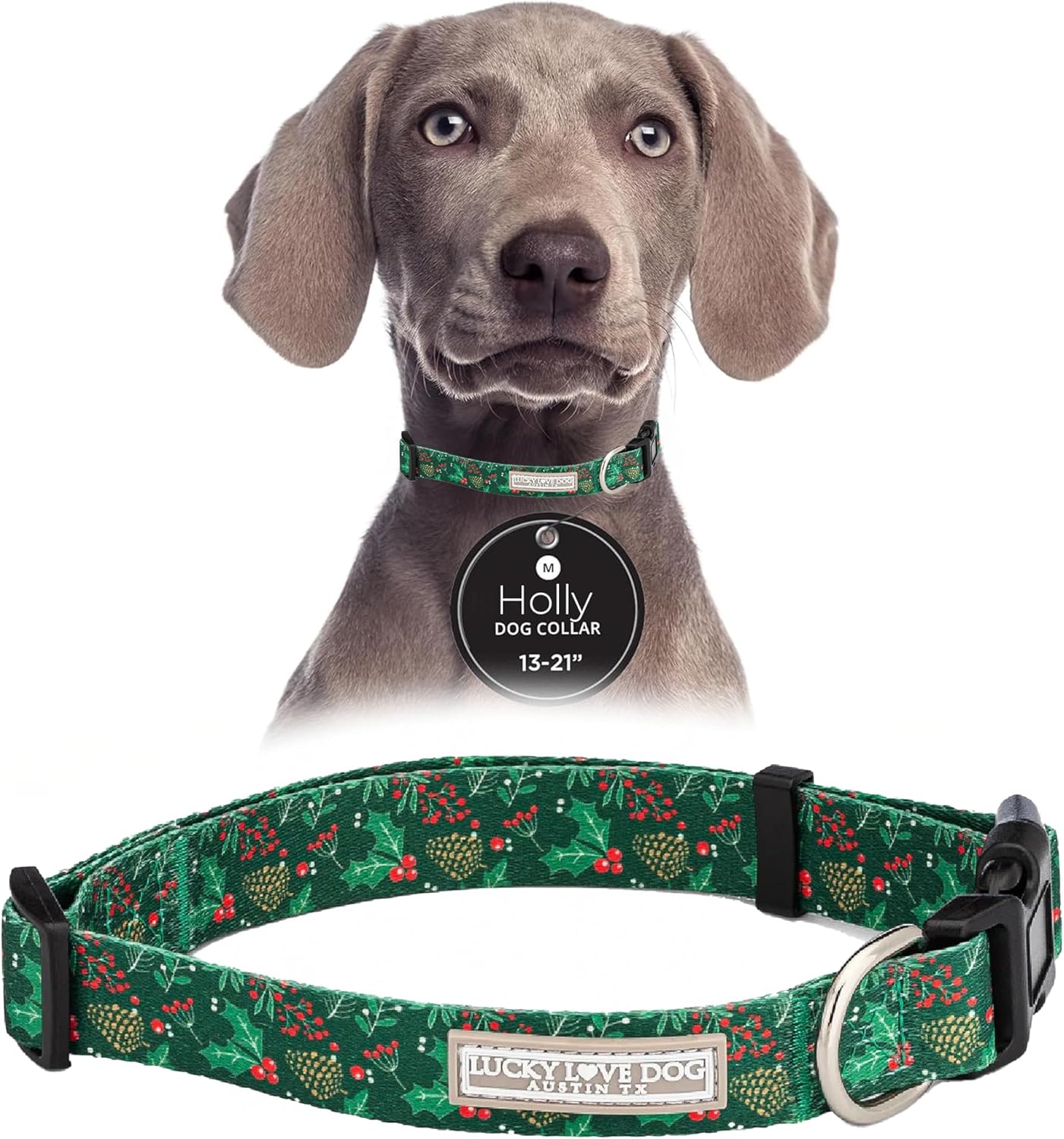 Lucky Love Dog - Easy Click Buckle Dog Collar with Leash Set Combo, Durable & Comfortable for Male & Female Dogs, Pet Collar for Small Dogs, Secure Fit - Heywood Combo, Small