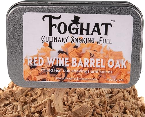 Foghat Cocktail Smoker Virutas de madera Virutas de roble de barril de vino tinto de 4 onzas para ahumador, whisky y bebida, virutas de madera
