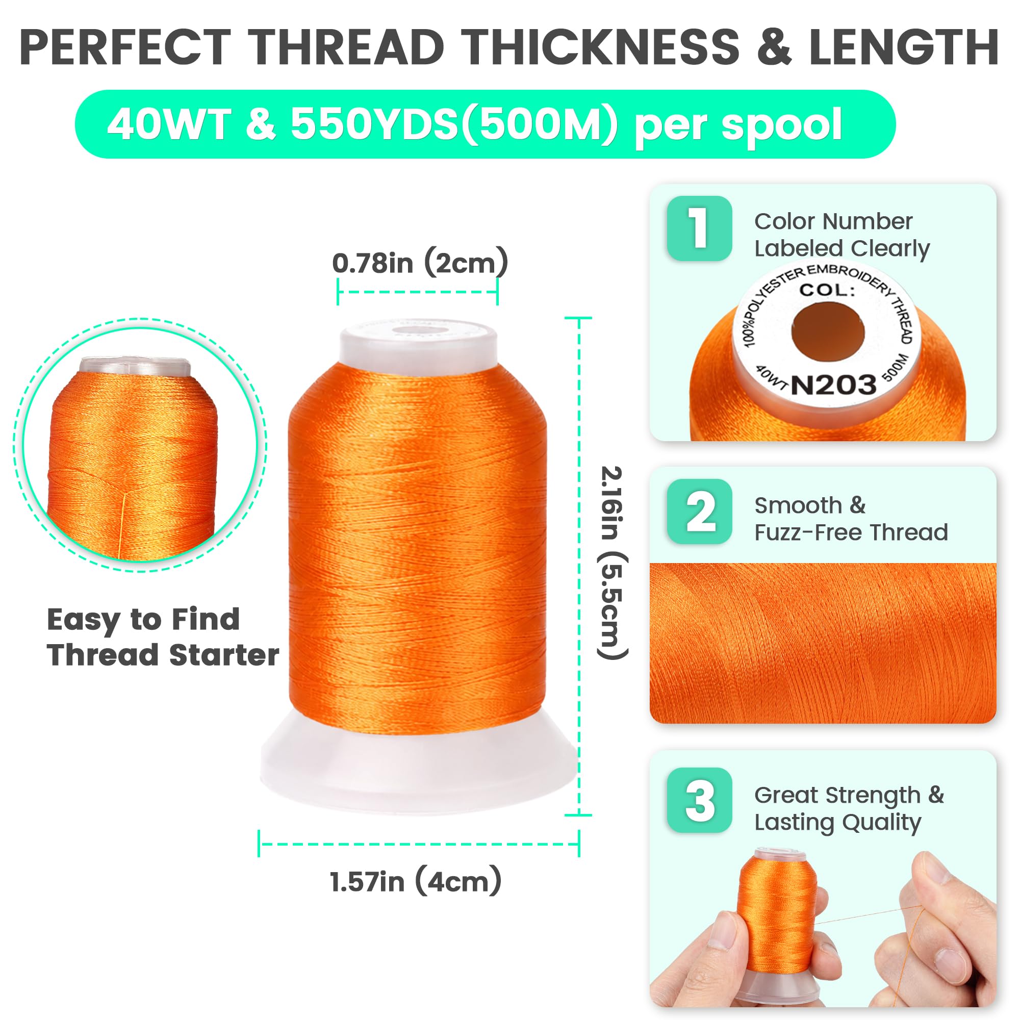 New brothread 80 Couleurs 100% Polyester Kit de Fil de Broder Machine 500m - Couleurs compatibles avec les couleurs Janome et Robison-Anton