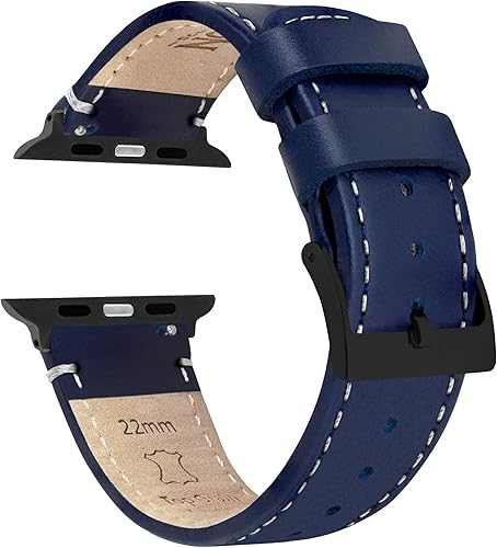 Miniatura 48 de Barton - Correa de cuero flor para reloj, de liberación rápida, anchos disponibles: 16mm, 18mm, 19mm, 20mm, 21mm 22mm, 23mm o 24mm Cuero y costuras