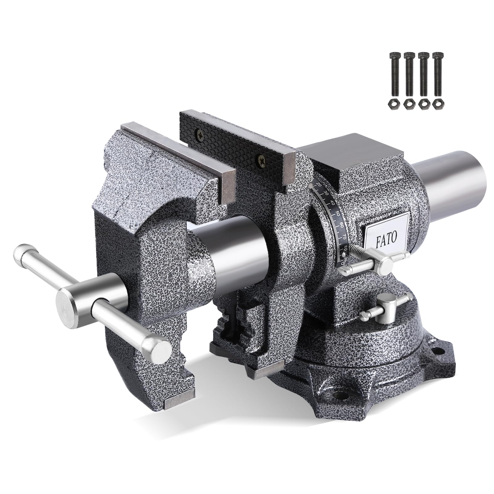 FATO 5 Inch Bench Vise Heavy Duty – Ductile Iron Workbench Vise with 360° Swivel Base & Anvil, 8800 Lbs Clamping Force, 4.92" Jaw Width, 3.94" Opening