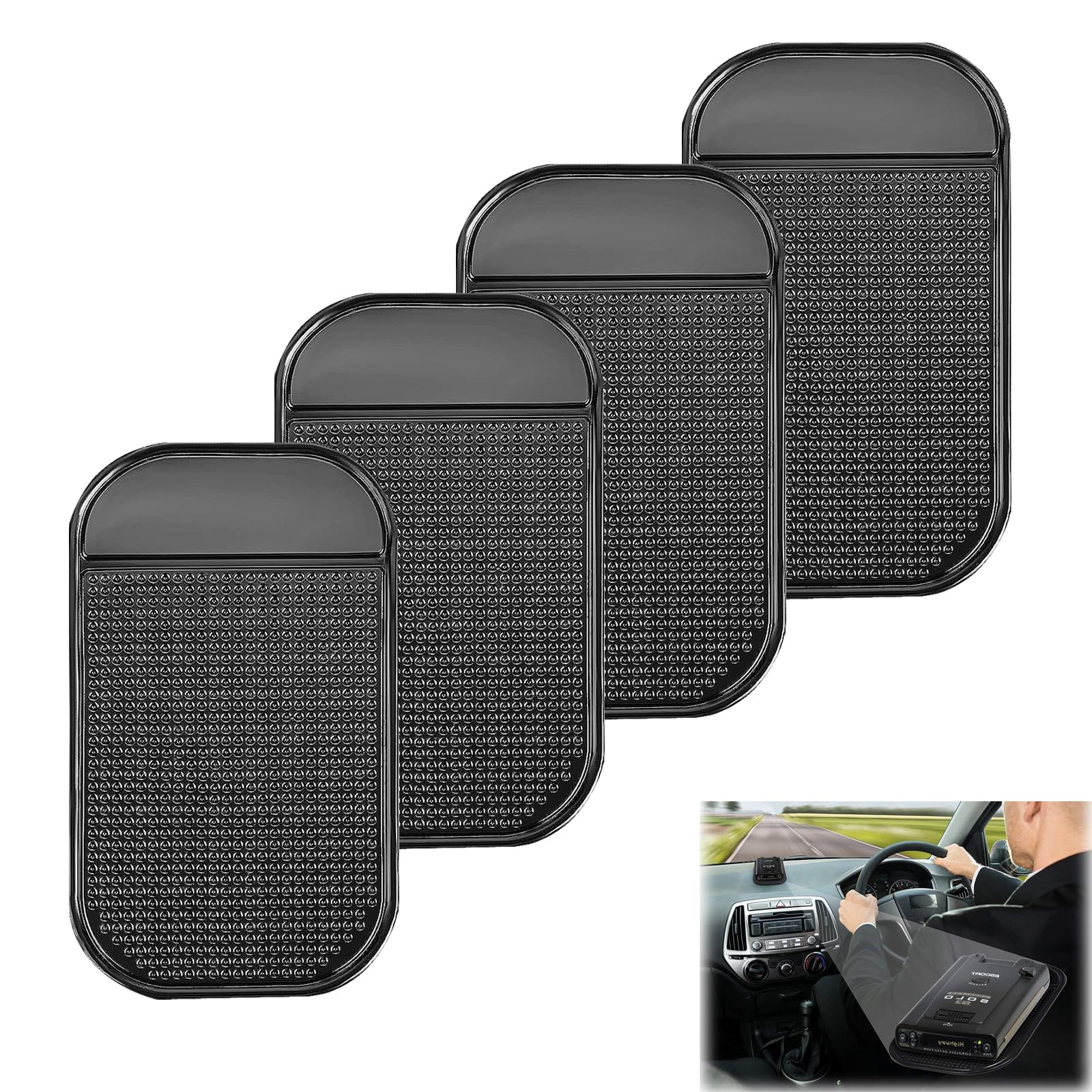 Sourcing Map 5 Tappetini Antiscivolo Per Cruscotto Auto – 14 X 7,6 Cm, In PU, Lavabili E Riutilizzabili – Per Telefono, Occhiali, Chiavi E Oggetti Elettronici - 3