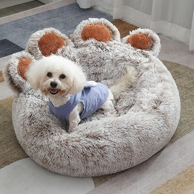Foto 3 de 7 de PJDDP Cama para Perros, Lujosa Cama para Perros calmante Cama Redonda de Forma acogedora Mascota Camas…