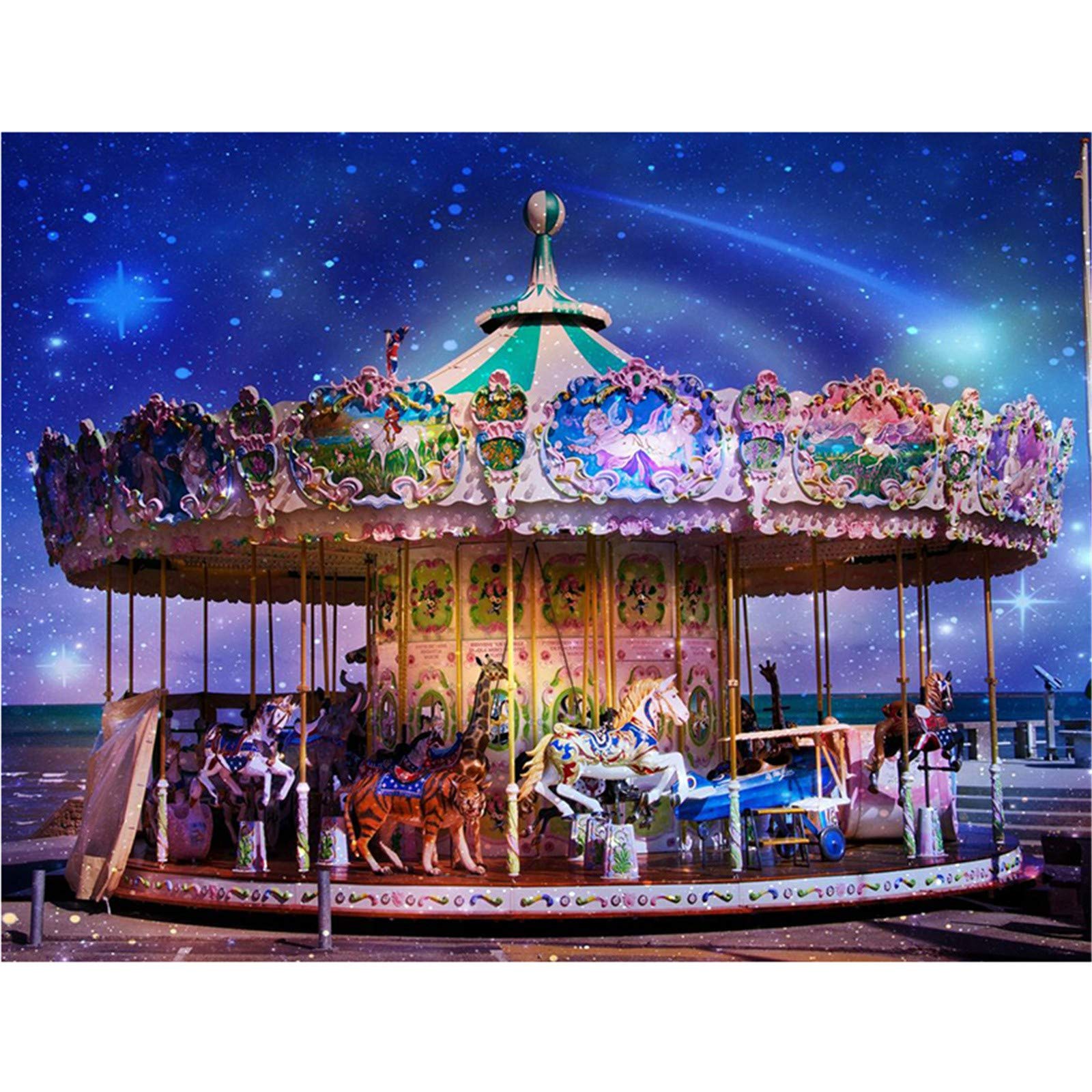Ailne Diy 5D Diamond Painting Kit Full Drill Park Carousel Diamond Painting By Number Kits For Adults,Crystal Rhinestone Embroidery Cross Stitch Pictures Arts Crafts For Home Wall Decor 30X40cm/12X16inch