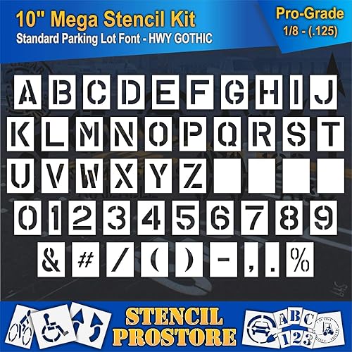 Miniatura 1 de Plantillas para pavimento MEGA AlphaNUM de 10 pulgadas (64 piezas) - 10 x 7.5 x 18 pulgadas (128 mil) - Grado profesional