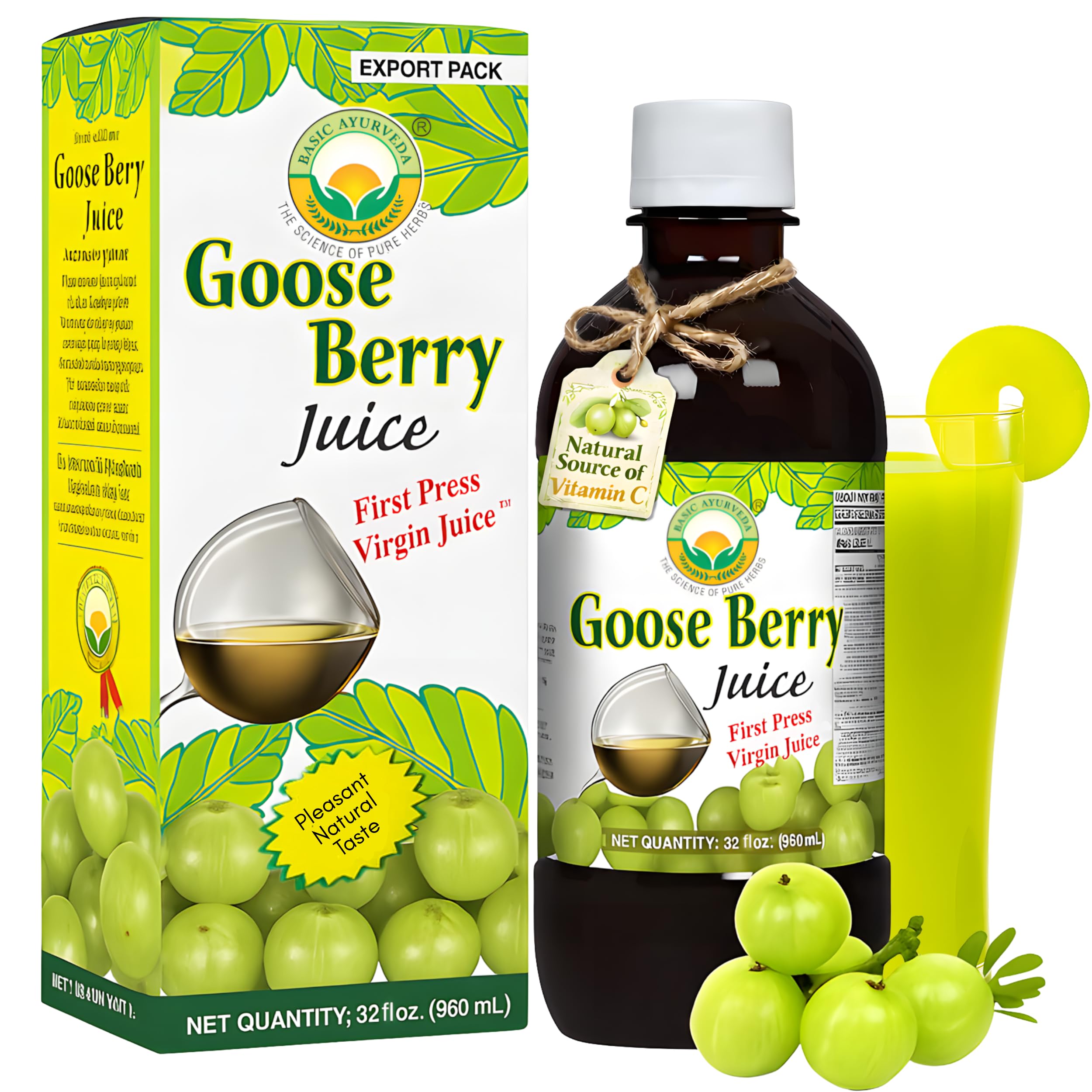 Basic Ayurveda Amla (Gooseberry) Juice | 32.46 Fl Oz (960ml) | Rich in Natural Vitamin C for Immunity, Skin Glow & Hair Health | Herbal Detox & Daily Ayurvedic Wellness Drink | No Added Sugar