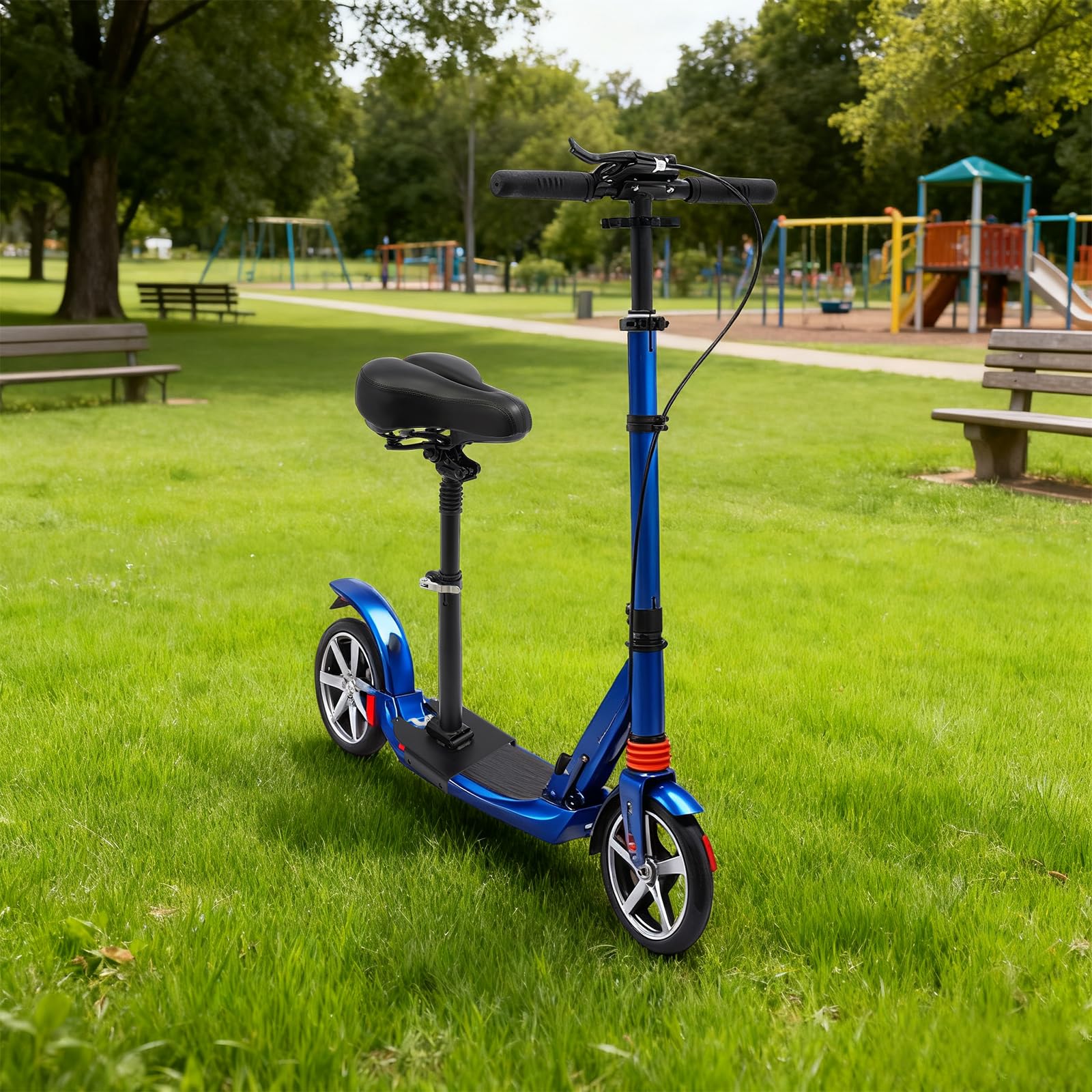 Cuscino ammortizzante per scooter elettrico, altezza regolabile da 50 a 68 cm | Sella pieghevole per scooter elettrico, omologata per strada, per adulti, per ciclismo a lunga distanza