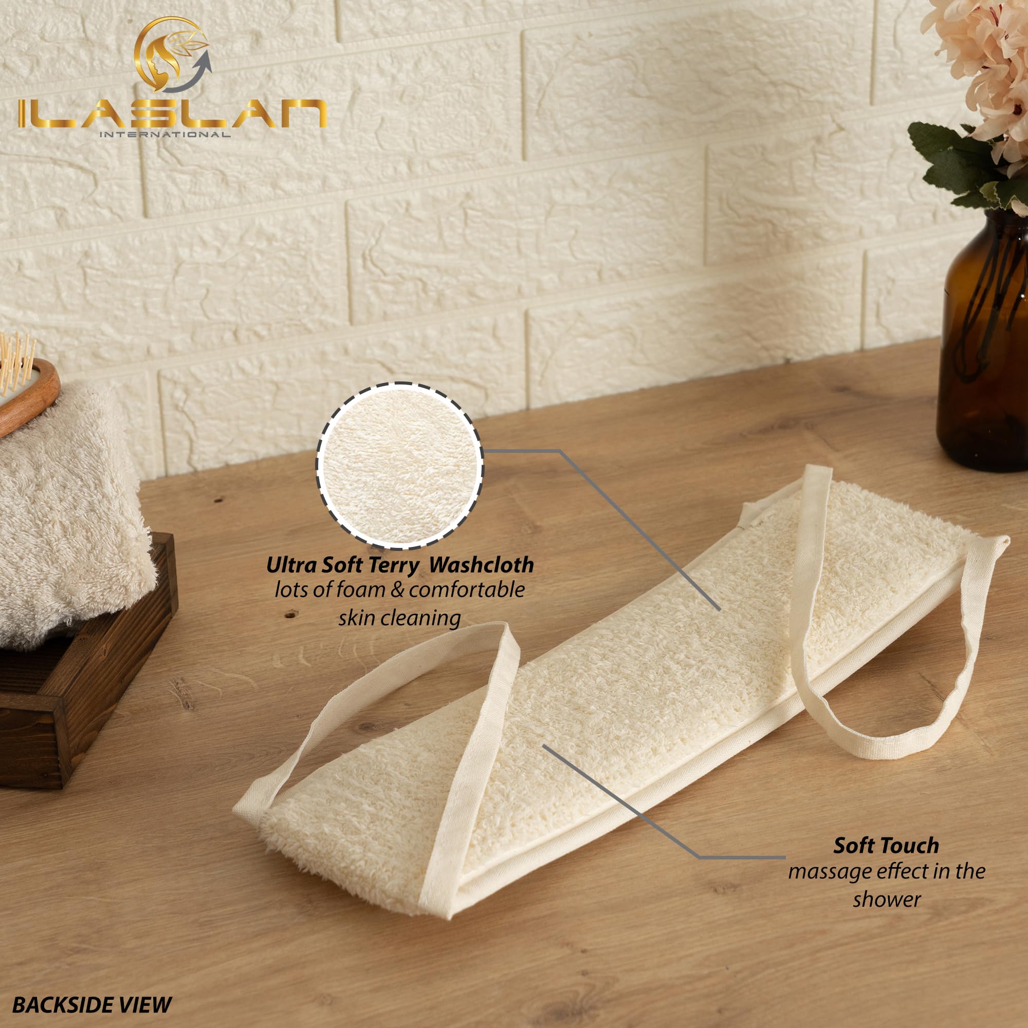 Esponja vegetal natural para la espalda, esponja exfoliante con mango largo para ducha y exfoliación corporal, limpieza profunda para la espalda, doble cara