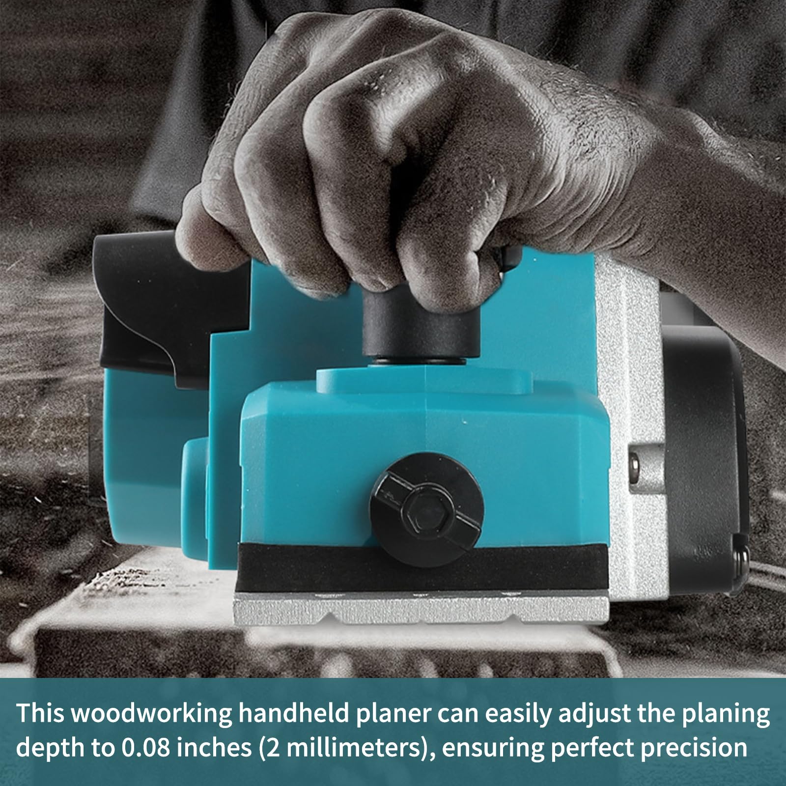 Akku Hobel mit Handschuhe Kompatibel mit Makita 18V, Kabellose Elektrische Hand-Planer Randhobel, 16500 U/min, 82mm Hobelbreite, 0-2mm Tiefeneinstellung für Holzbearbeitung (ohne Batterie)