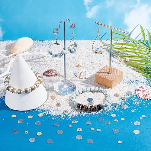 Miniatura 5 de CREATCABIN 600 cuentas Heishi de latón, 2 colores, 4 tamaños, 0.236 pulgadas, 0.315 pulgadas, planas, redondas, de metal, espaciadores, hallazgos,