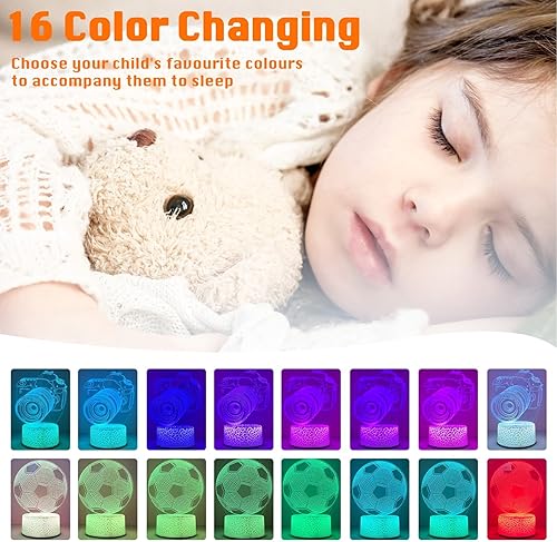 Miniatura 9 de Luz nocturna para niños, 2 lámparas de ilusión óptica 3D con patrones de caballos y delfines, lámpara recargable USB con 16 colores cambiantes,