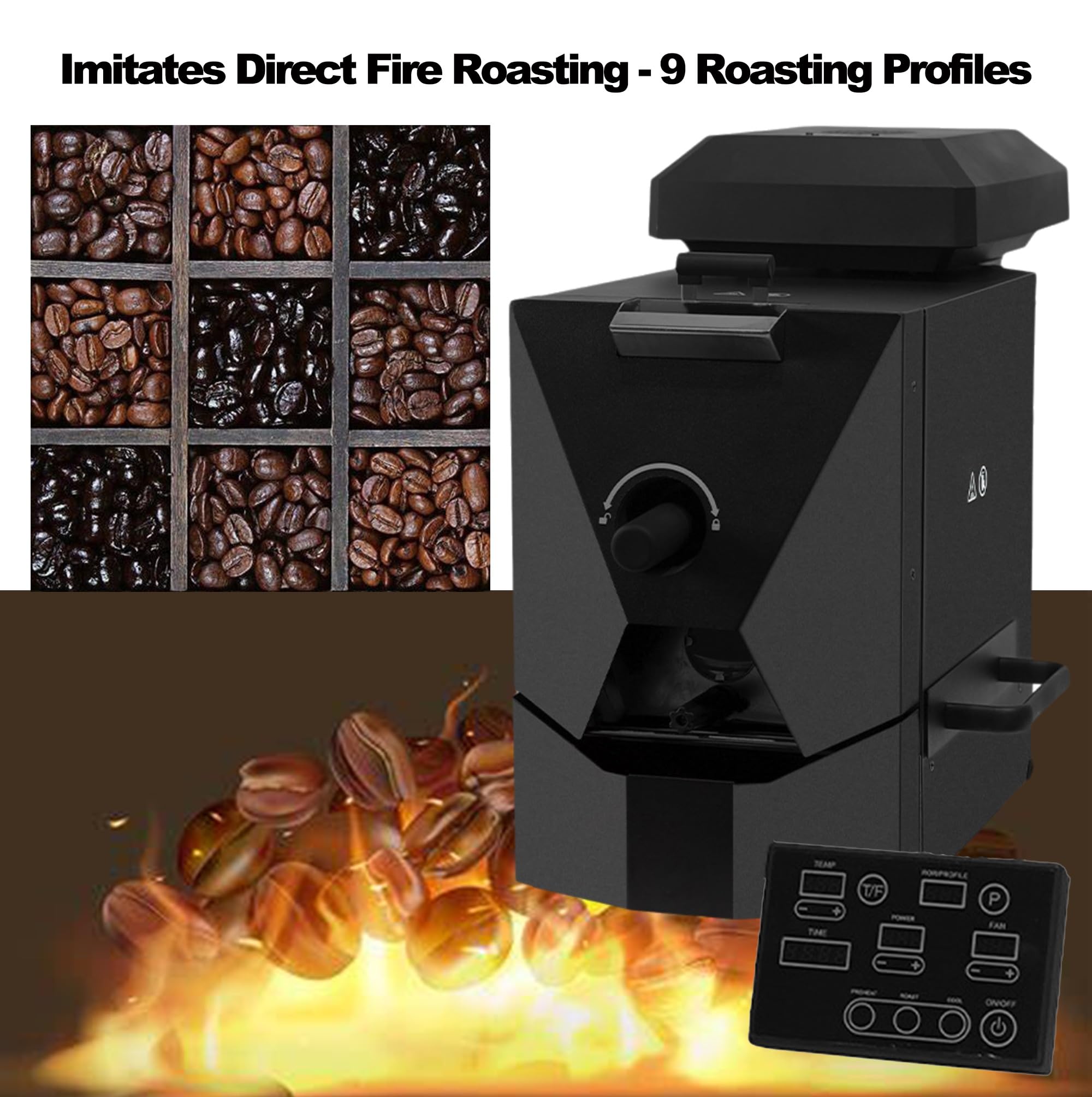 500g Coffee Roaster, Automatic Coffee Bean Roaster, Coffee Roaster Machine, Smokeless for Home Use, Commercial Cafe, Built-in Smoke Filter, Coffee Bean Cooler, Chaff Collector