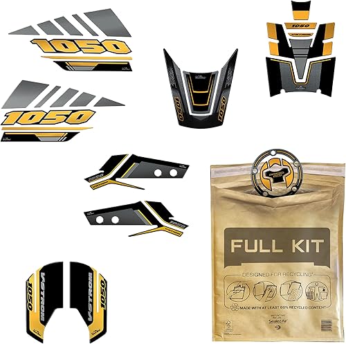 Motorcycle 3D Stickers Compatible with Suzuki V-Strom 1050 XT 2022 Gold & Black Dubai. Motorcycle Protections from Impact and Scratches. Complete