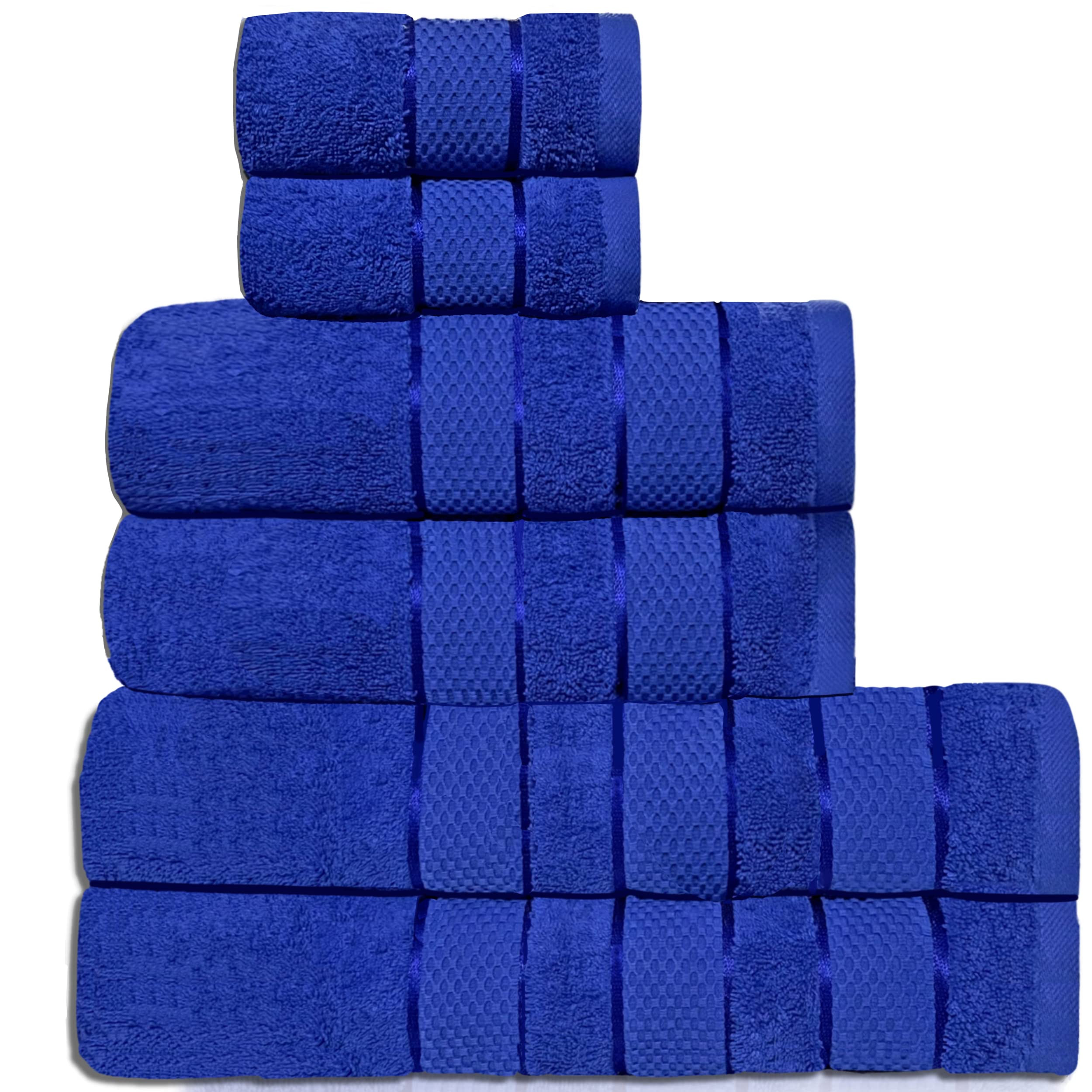6 Piece Towel Bale Set. 100% Turkish Cotton - 600GSM Soft, Absorbent and Premium Quality Bundle. 2 Luxury Bath Towels, 2 Hand Towels 2 Wash Cloths