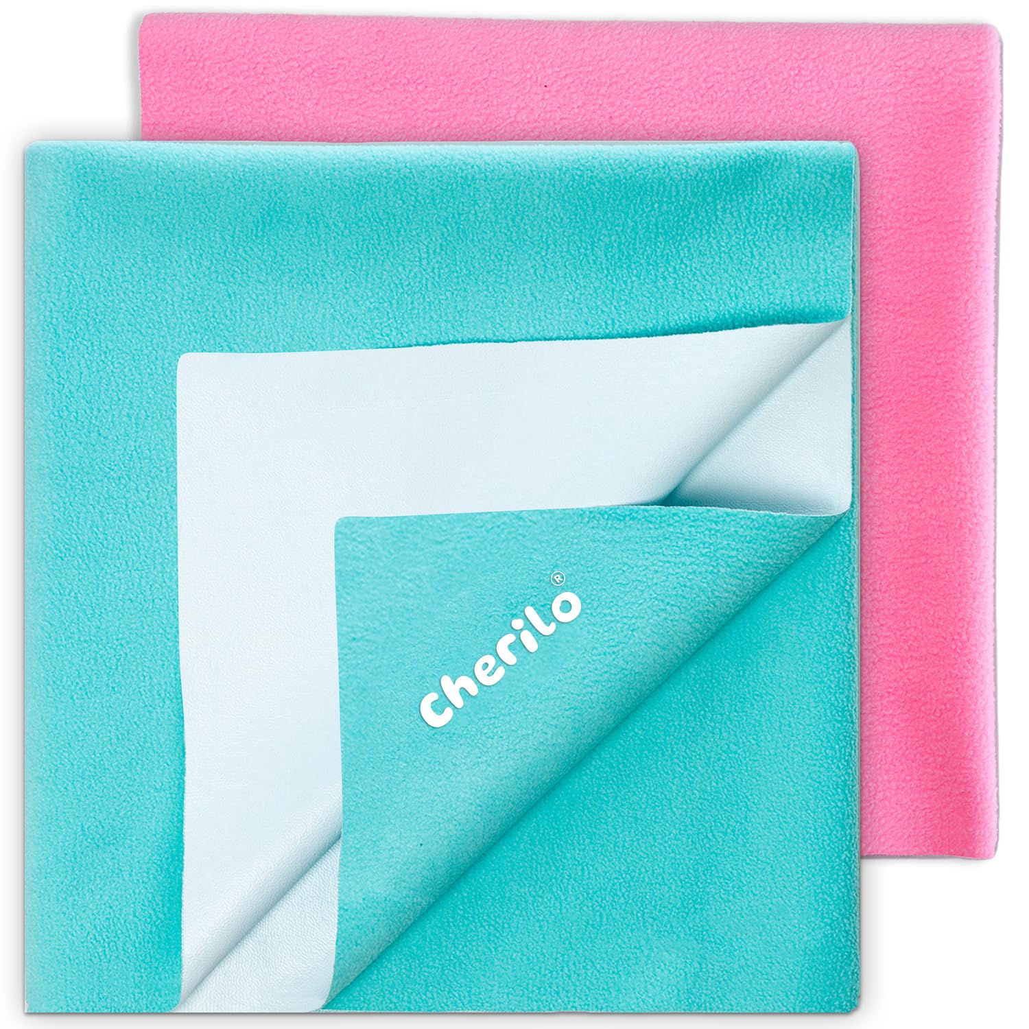 Cherilo Instadry Extra Absorbent Baby Dry Sheet/Bed Protector - Large (Pack of 2,Pink + Sea Green)