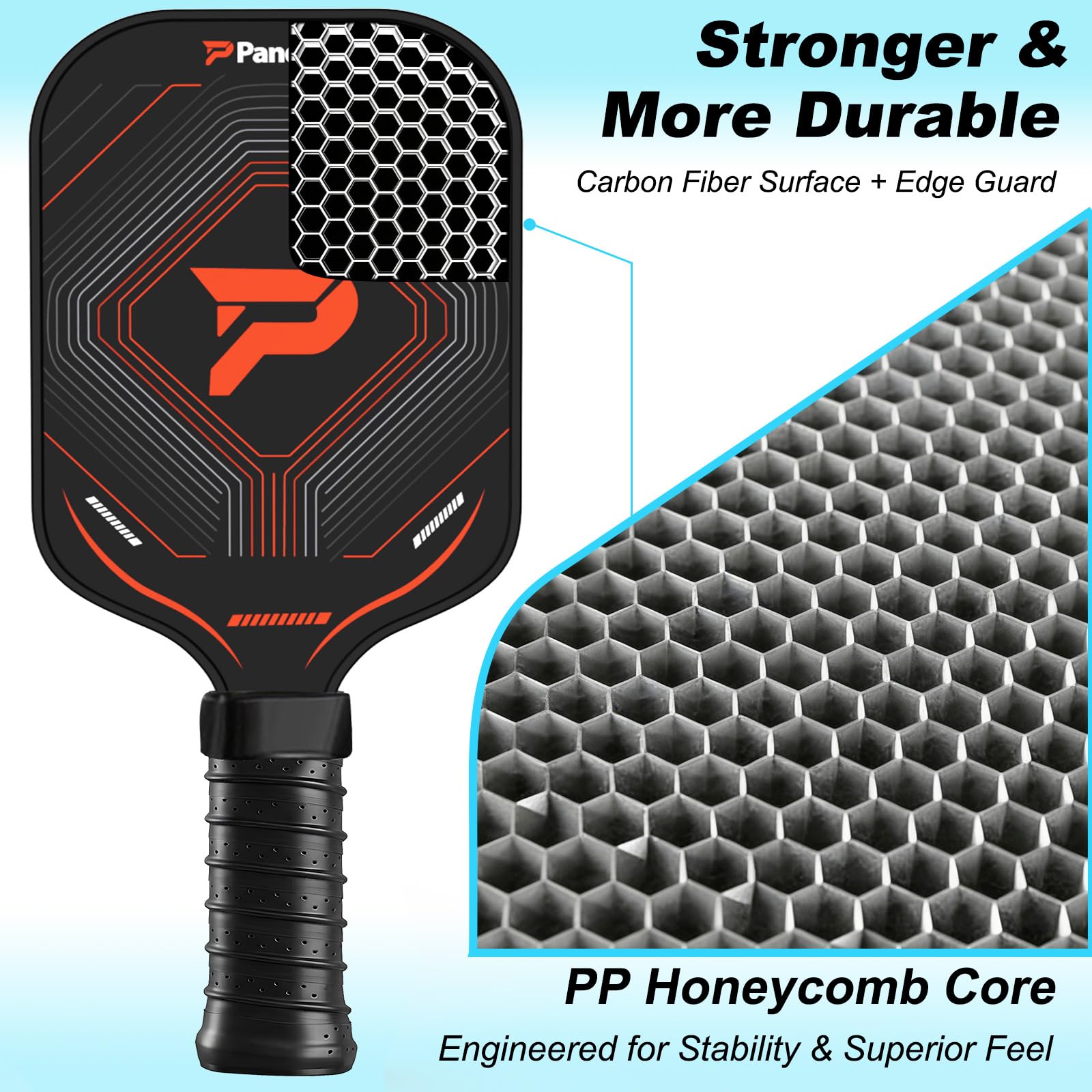 Raquettes Pickleball Set 4 Pièces, Kit Pickleball Complet avec Sac et Balles, Paddles Fibre de Carbone Légères, pour Débutant et Intermédiaire, Intérieur Extérieur