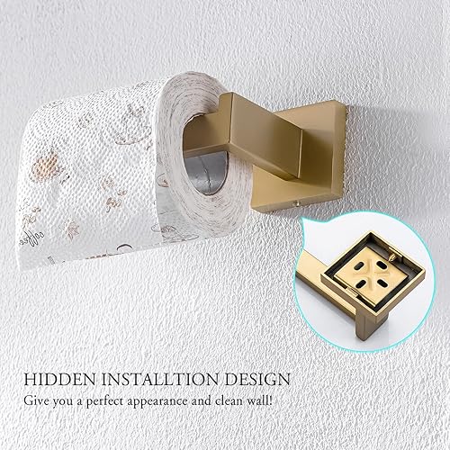 Miniatura 9 de TURS Tenedor de papel higiénico de oro cepillado Soporte de toalla de papel de montaje en pared Soporte de papel