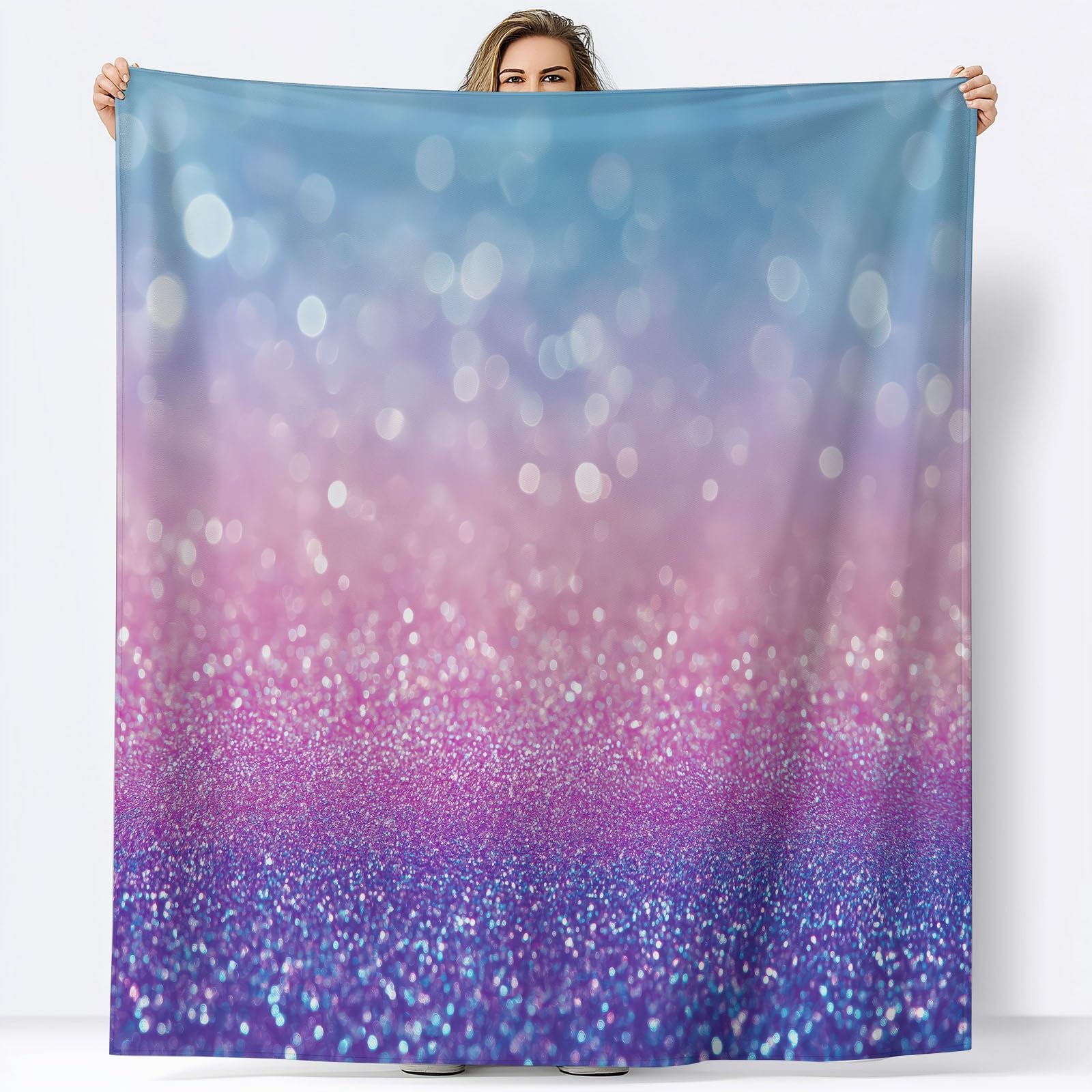 Genérico Flanelowy koc Flanelowy Kolor Gradient 180x200 cm Koce Polarowe Sherpa, Ciepły i Wygodny Koc, Dekoracyjne Koce Na Krzesło Sofa Łóżko, Prezent Dla Dorosłych I Dzieci