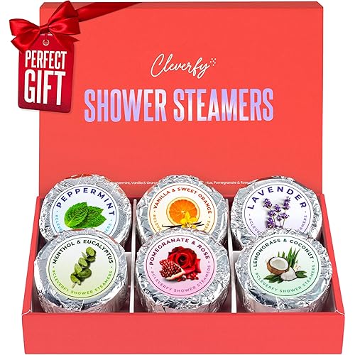 Cleverfy Shower Steamers Aromatherapy for Women and Men – Self-Care Shower Bombs for Stress Relief and Relaxation – 6 Tablets