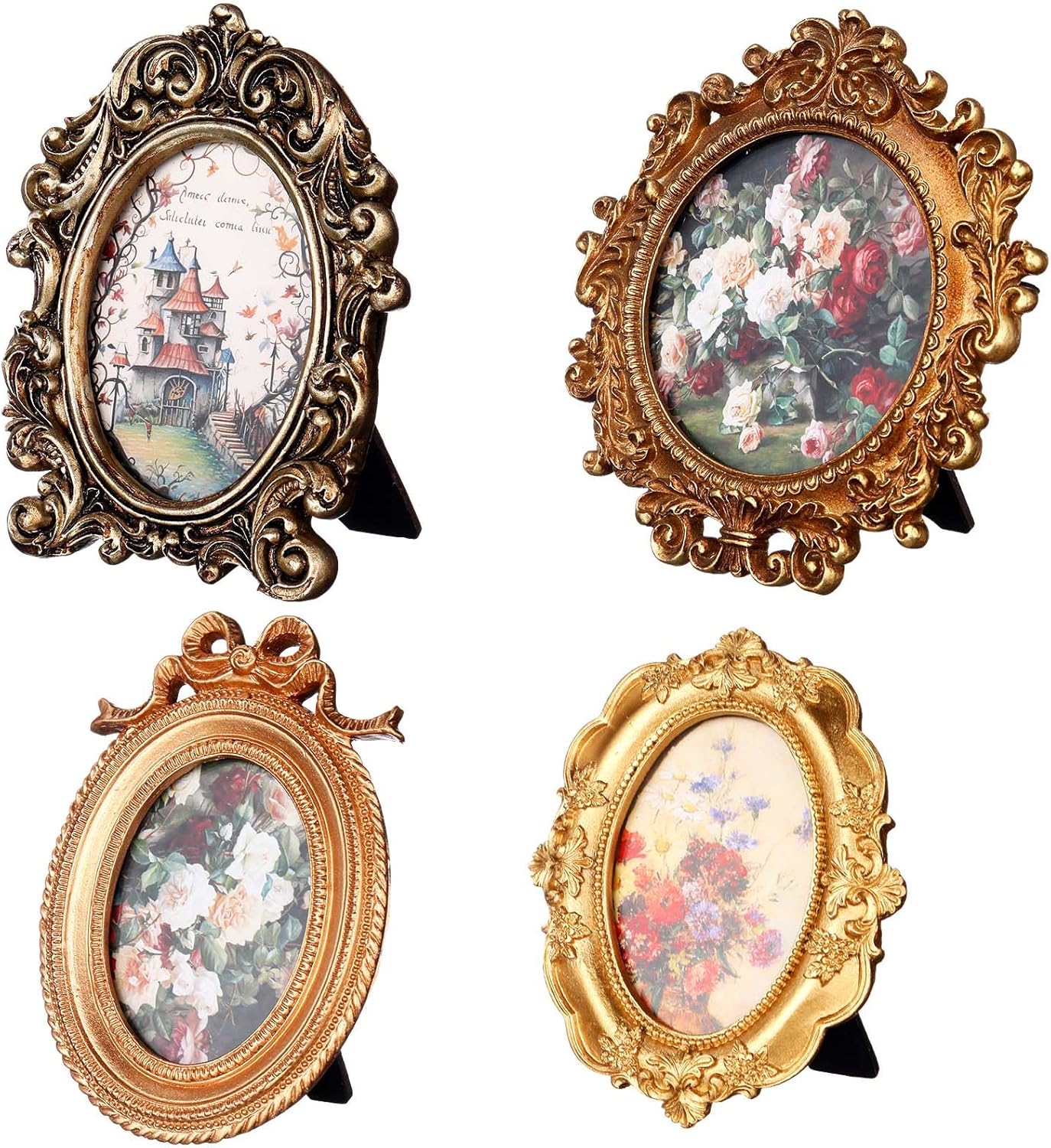 Geetery 4 Pcs Vintage Frames Set, Mini Antique Picture