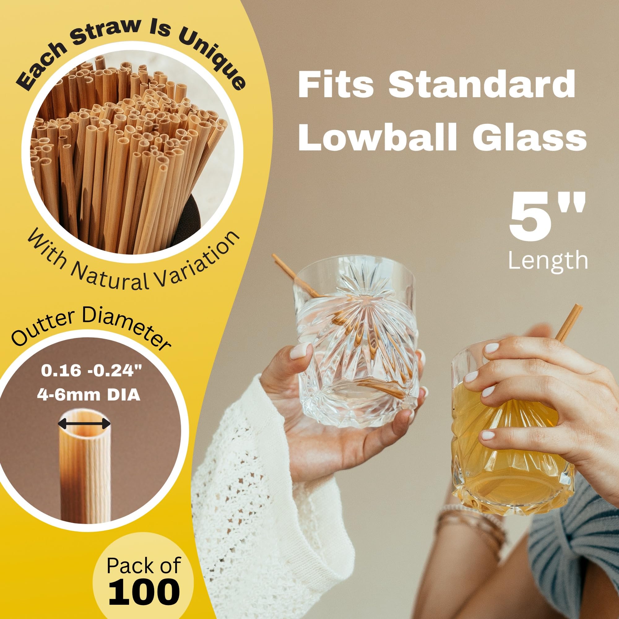 HAY! STRAWS Hay! cannucce Naturale, 5 "