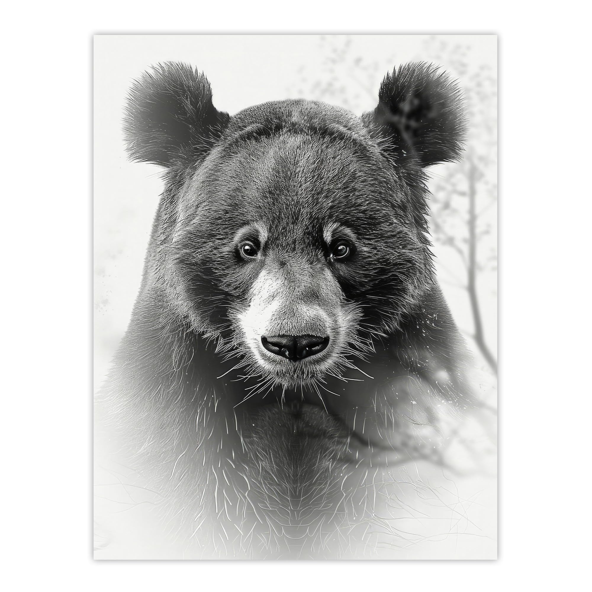 Artery8 Bear Portrait Pencil Drawing Animal Lover Realistic For Living Room Extra Large XL Wall Art Poster Print