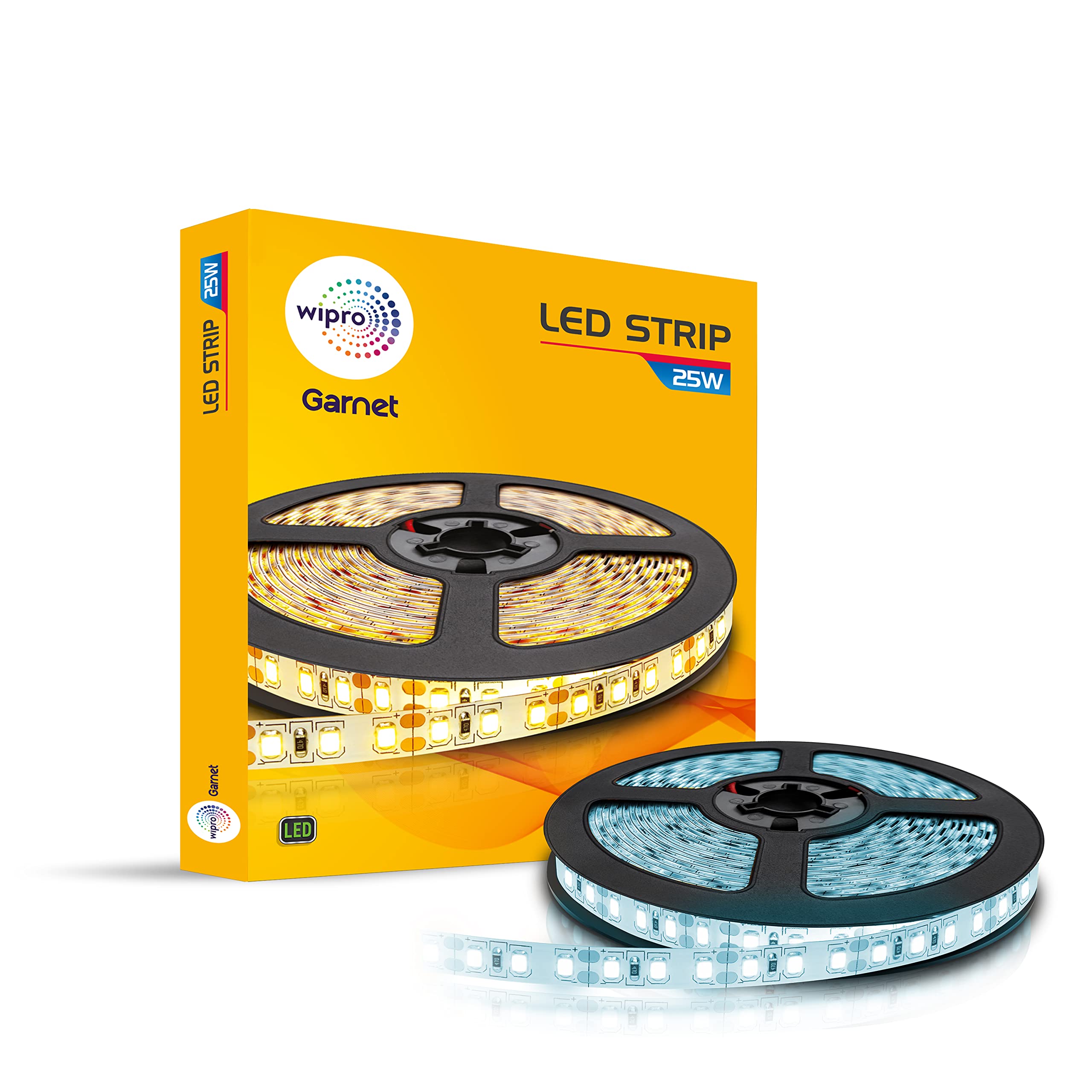 Wipro Garnet 25W Led Strip Light|Cool Day White|5 Meter Cove Light|300 LEDs|Strip Light for Home, Office|Strip for False Ceiling, Tv Cabinet, Kitchen|Pack of 1 (Without Driver) Plastic