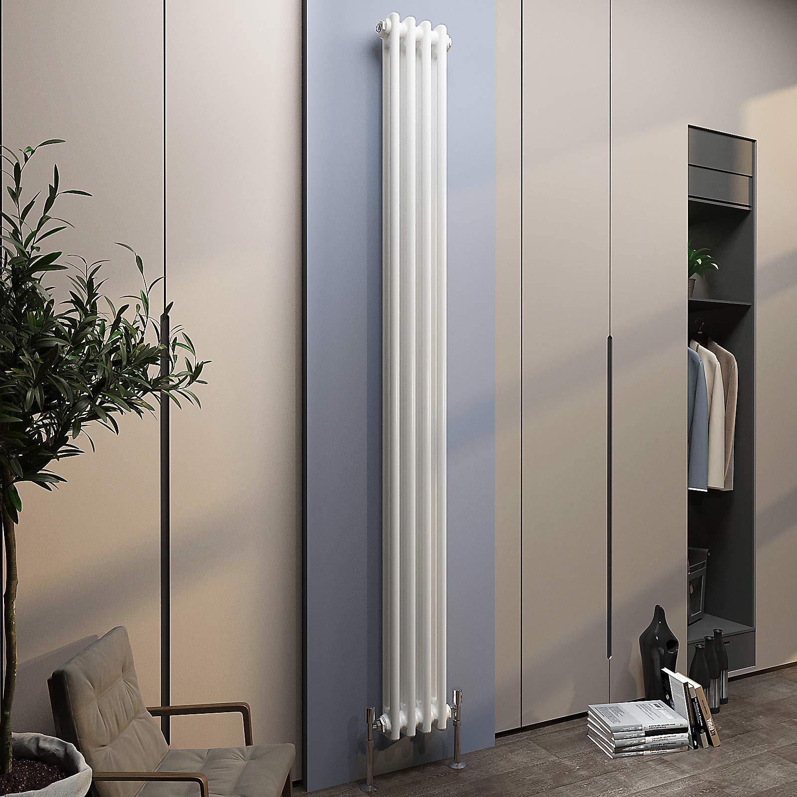 Acezanble∣2 Column Radiator, Vertical 1800mm White Tall Traditional Cast Iron Style Radiators Windows Hallyway — image 1