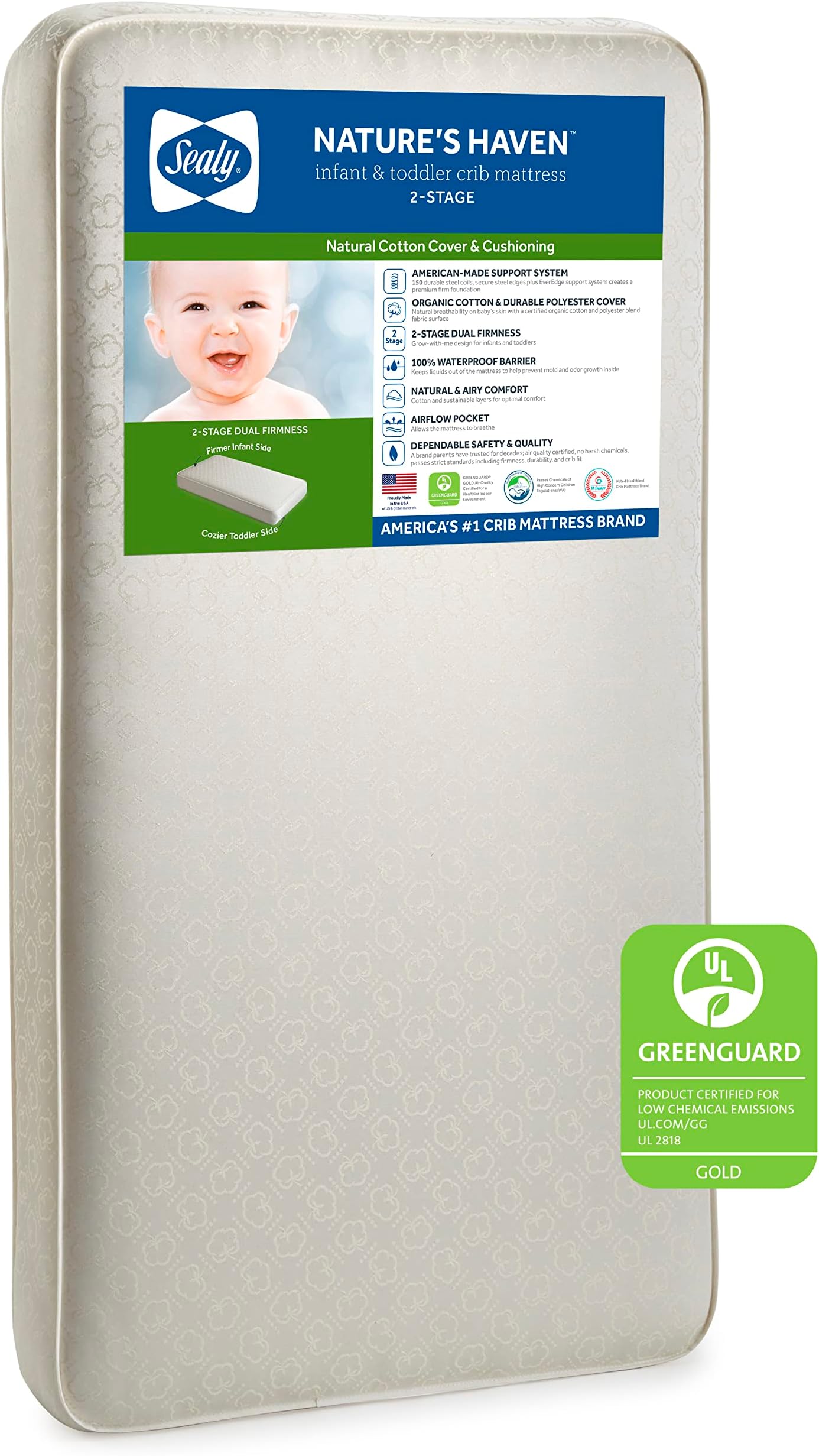 Sealy Nature's Haven 2Stage Dual Firmness Baby Crib